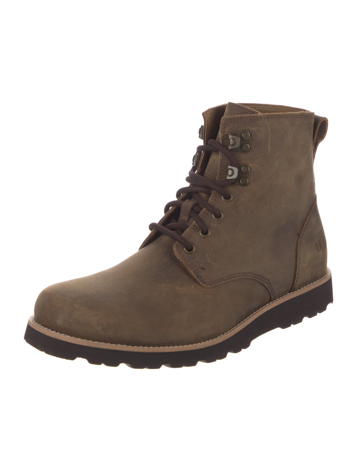 UGG Leather Fur Trim Combat Boots