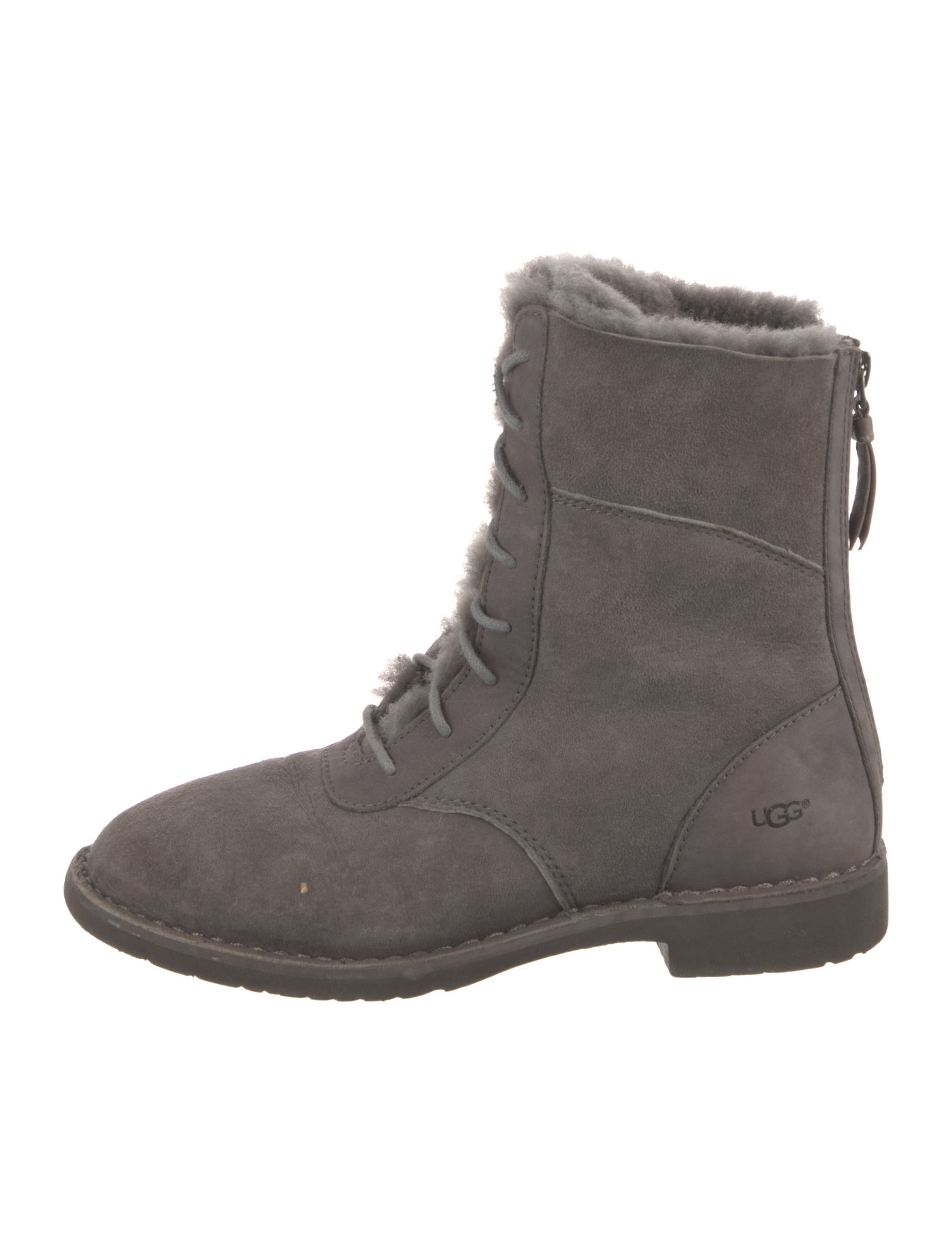 UGG Suede Fur Trim Combat Boots