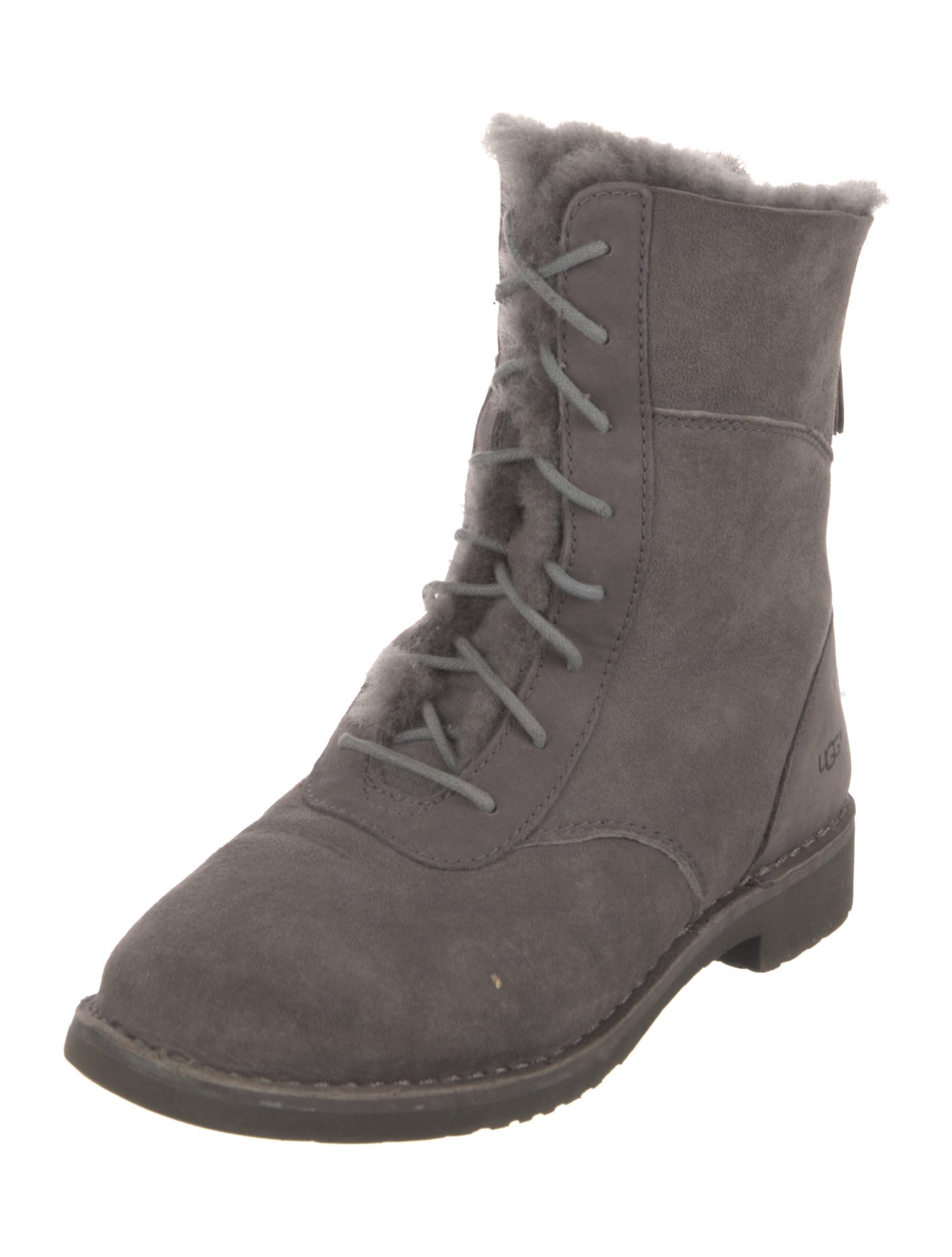 UGG Suede Fur Trim Combat Boots