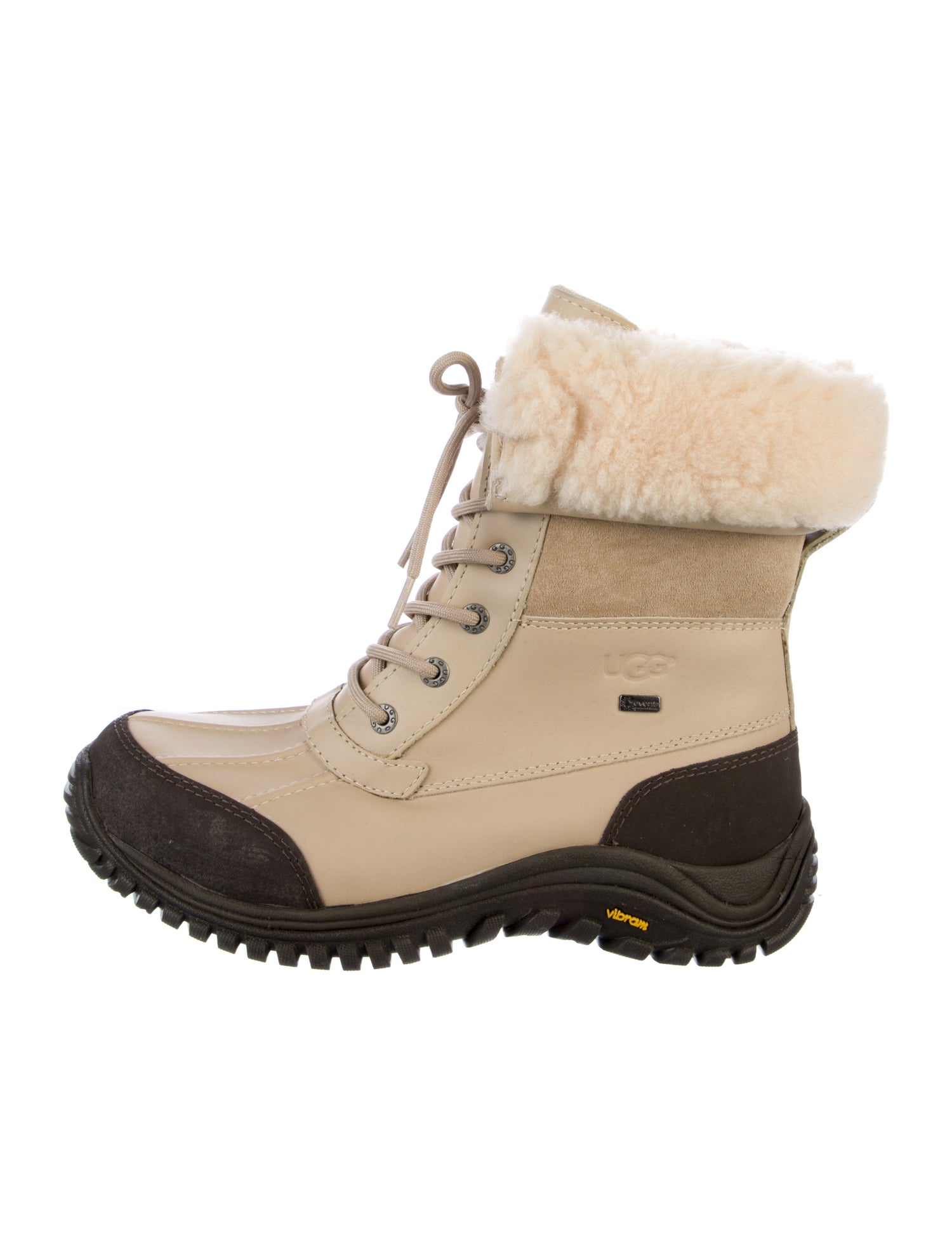UGG Leather Colorblock Pattern Lace-Up Boots