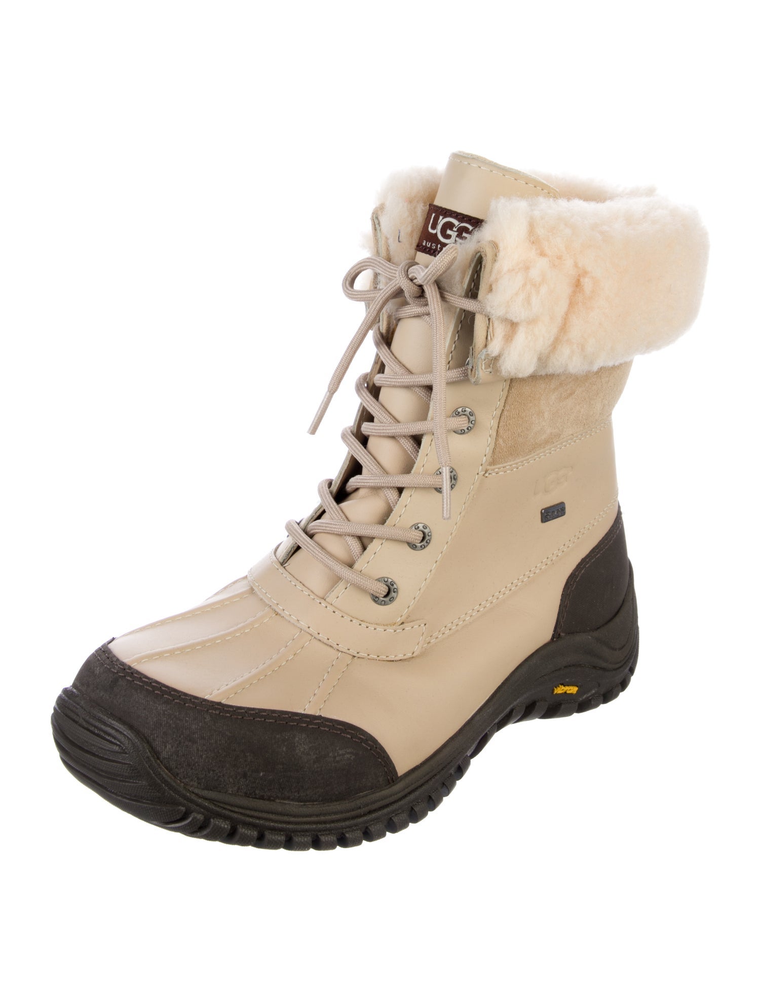 UGG Leather Colorblock Pattern Lace-Up Boots