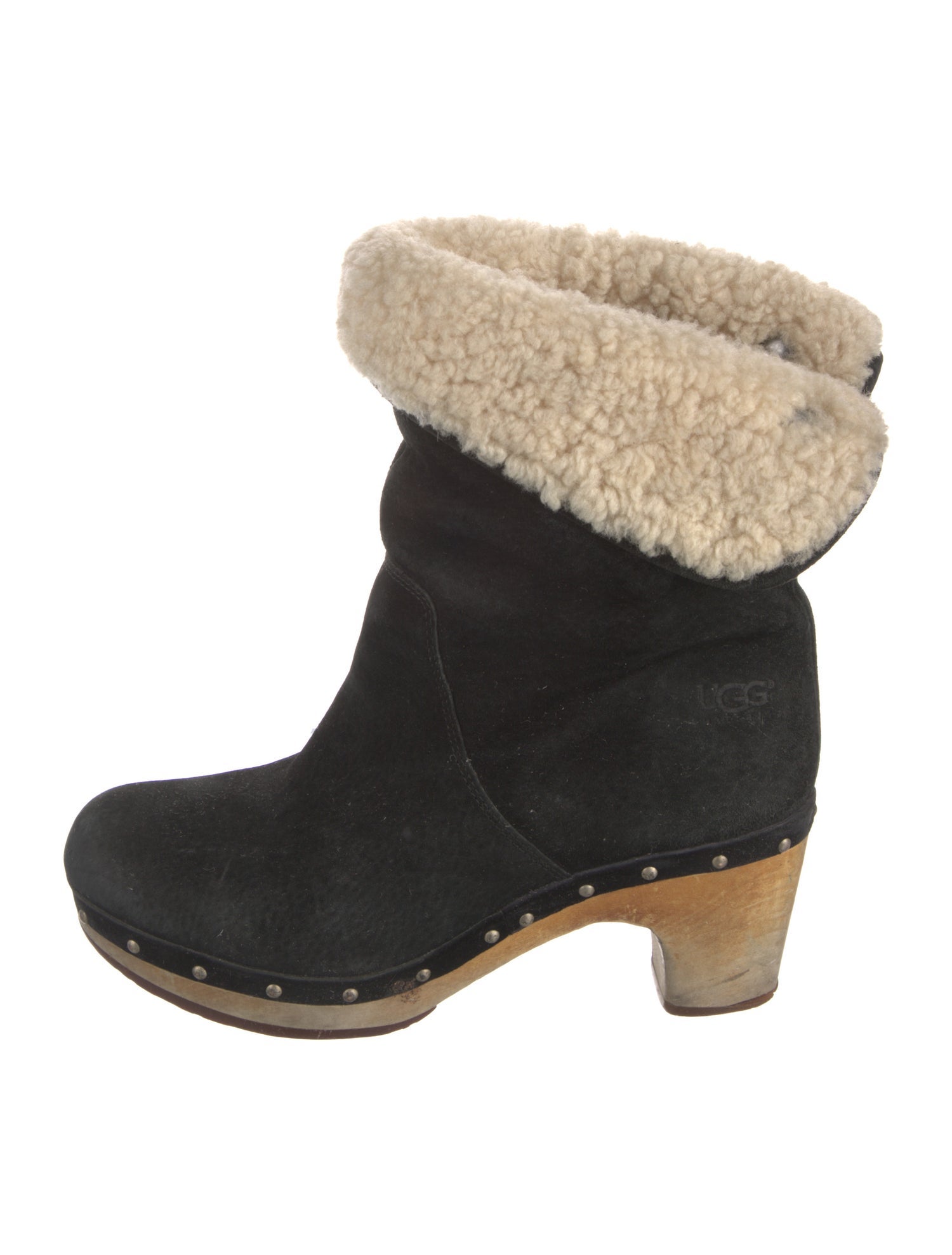 UGG Suede Colorblock Pattern Lace-Up Boots