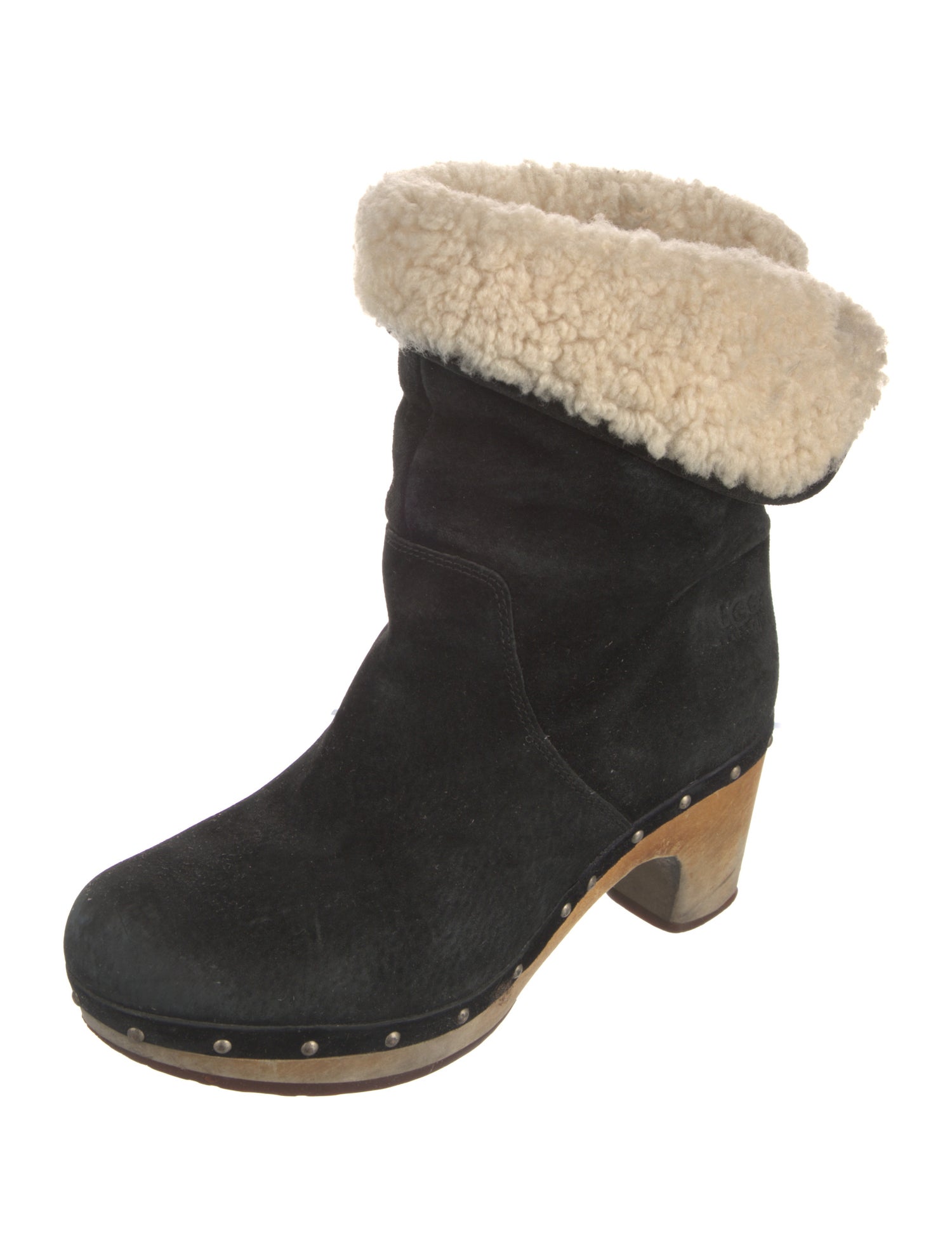 UGG Suede Colorblock Pattern Lace-Up Boots