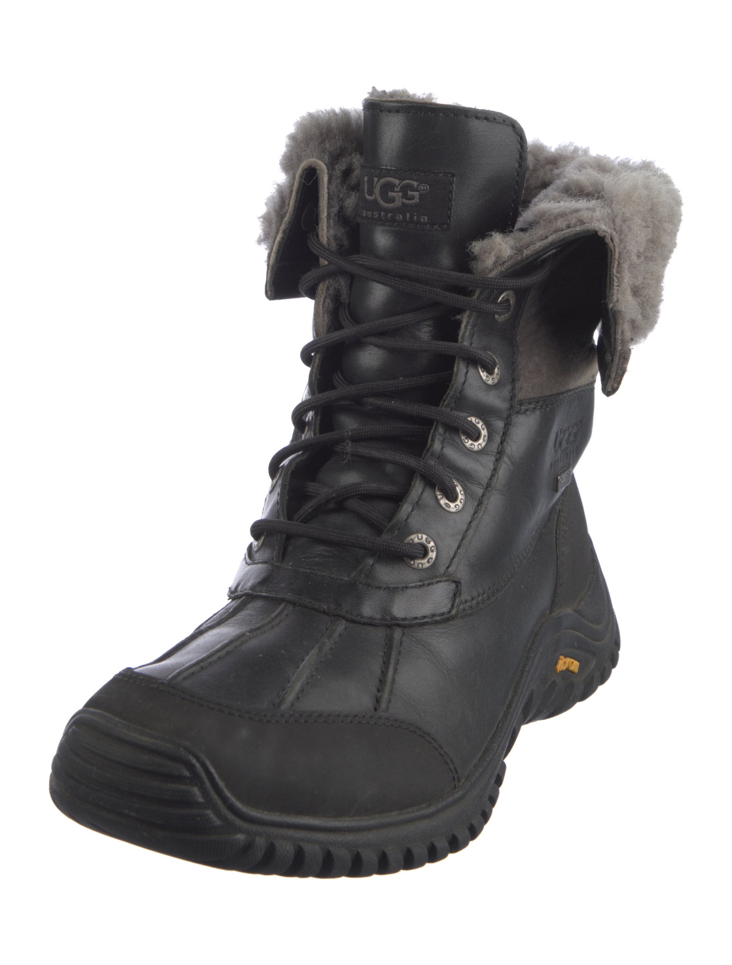 UGG Leather Colorblock Pattern Combat Boots
