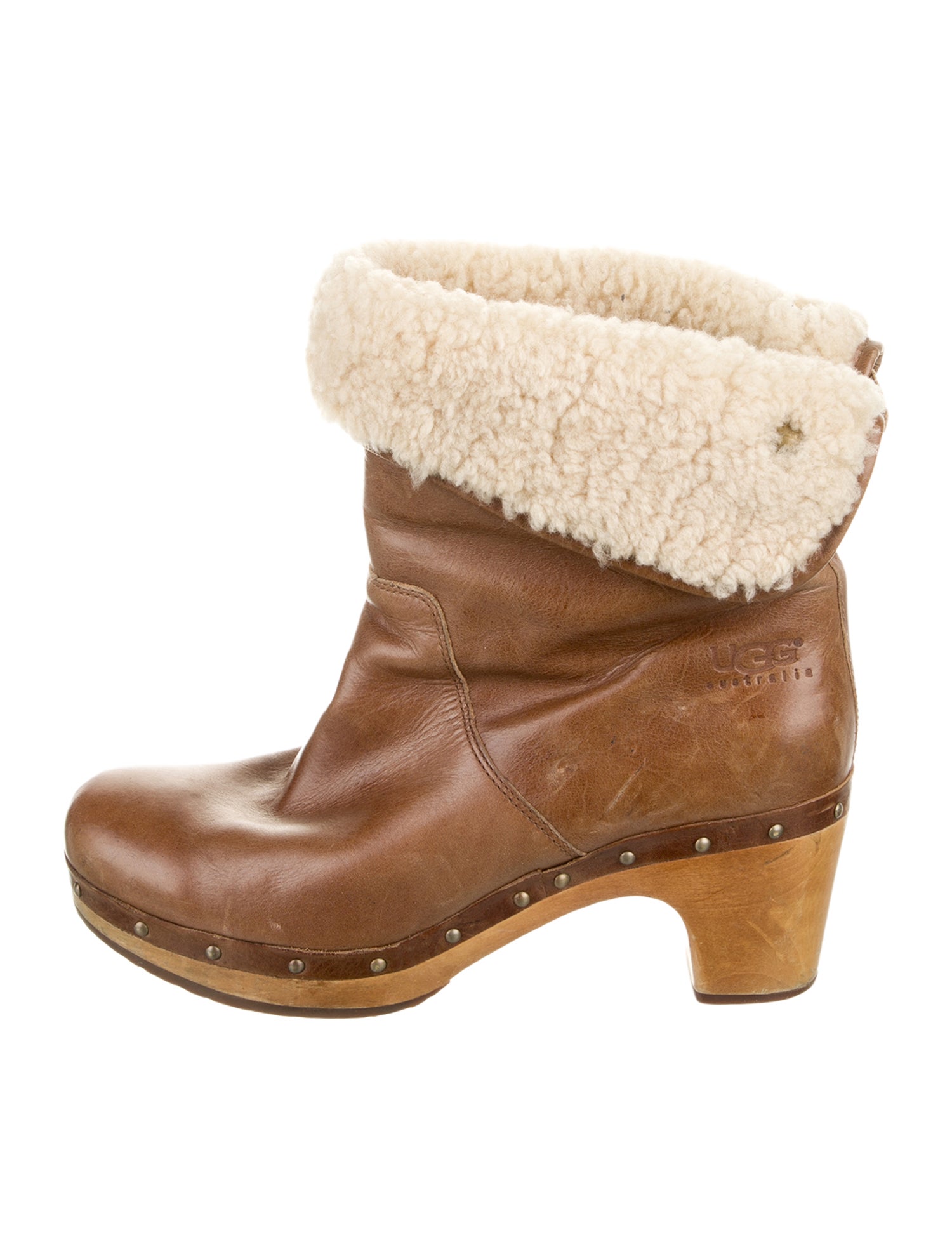 UGG Leather Studded Accents Lace-Up Boots