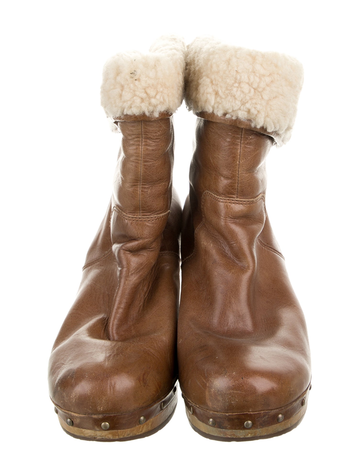 UGG Leather Studded Accents Lace-Up Boots