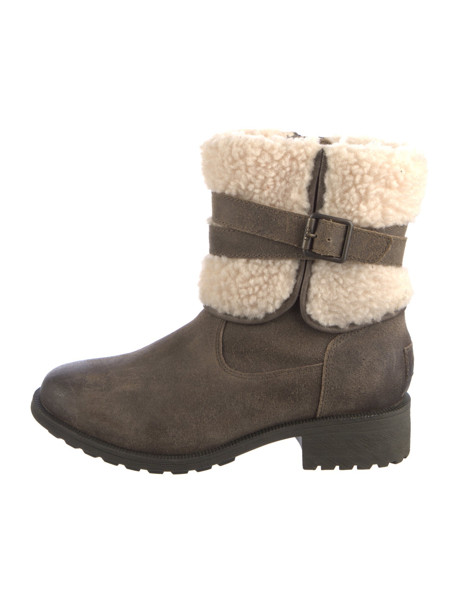UGG Suede Colorblock Pattern Moto Boots