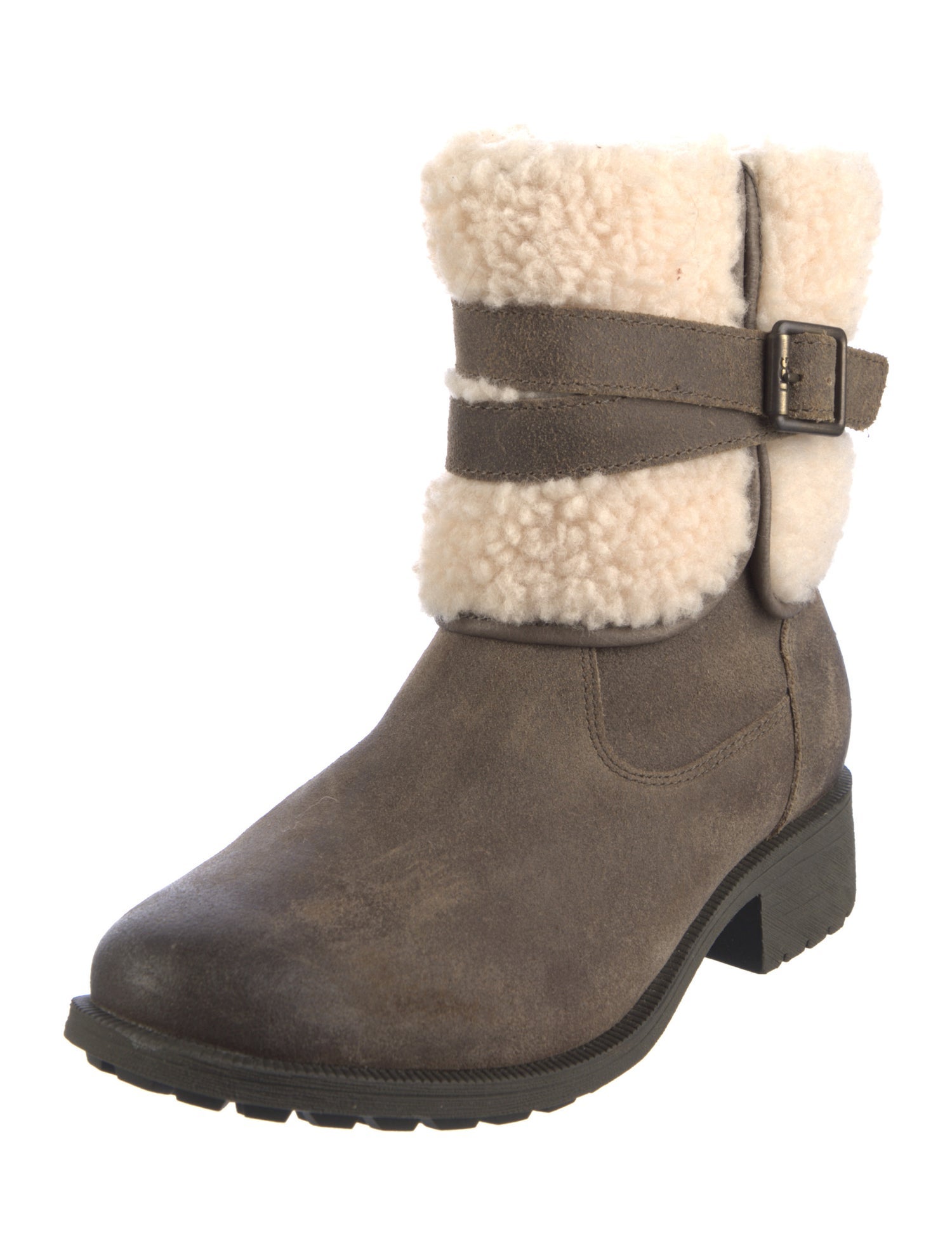 UGG Suede Colorblock Pattern Moto Boots