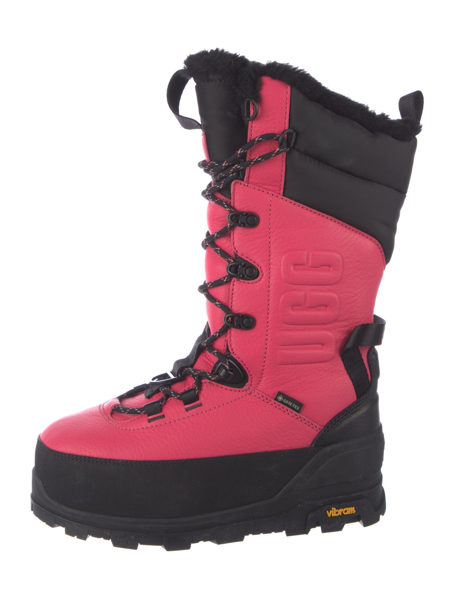 UGG Leather Colorblock Pattern Lace-Up Boots