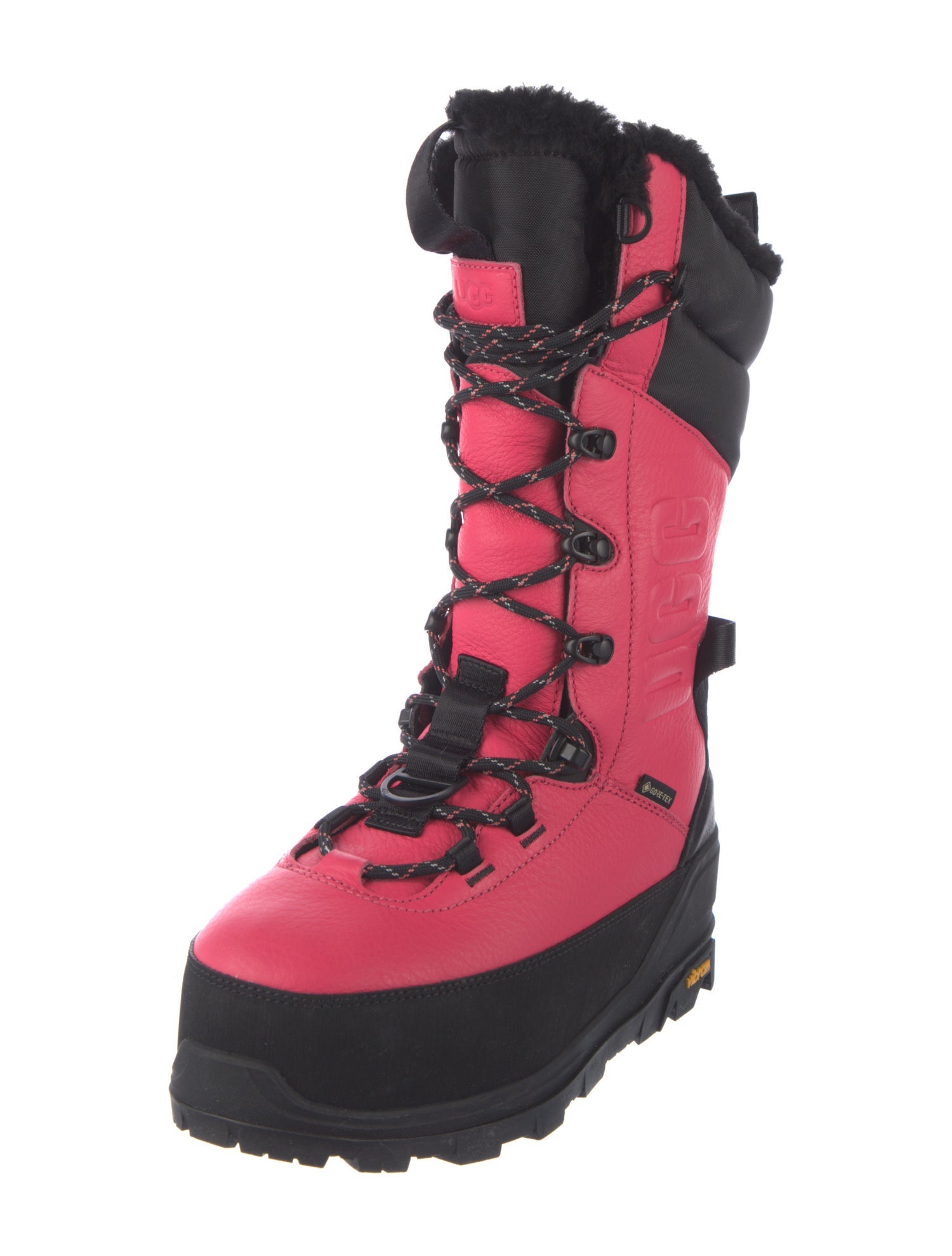 UGG Leather Colorblock Pattern Lace-Up Boots