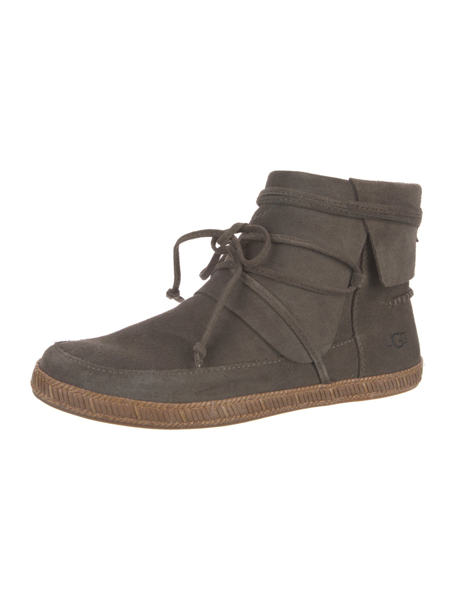 UGG Suede Braided Accents Lace-Up Boots