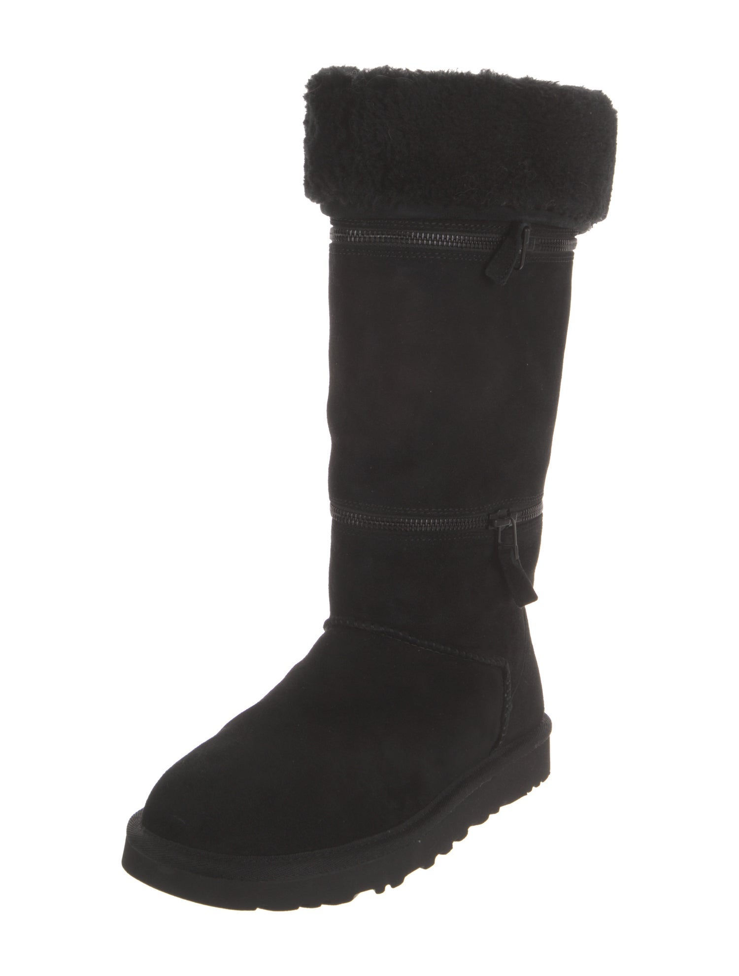 UGG Suede Fur Trim Boots