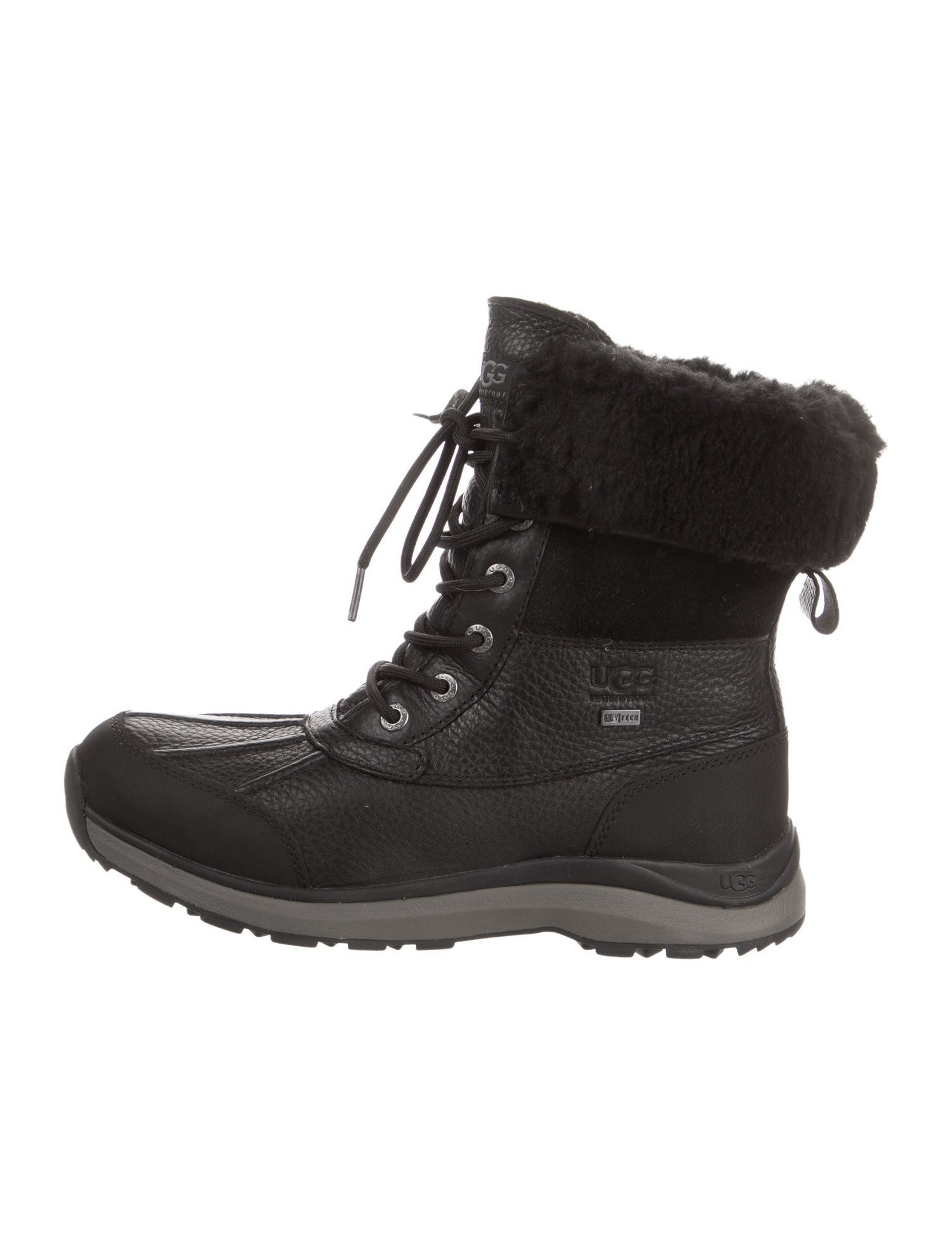 UGG Leather Fur Trim Lace-Up Boots
