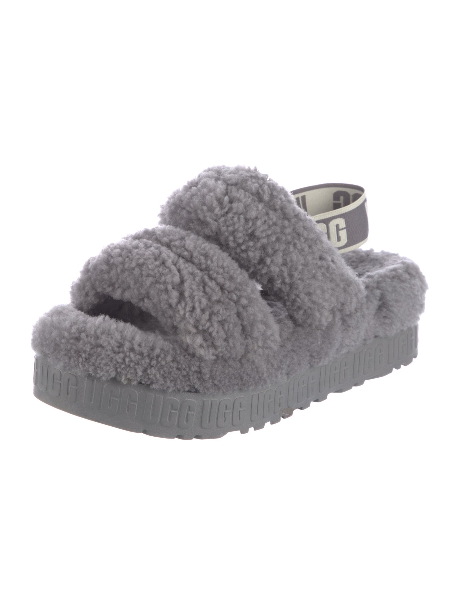 UGG Shearling Printed Slingback Sandals