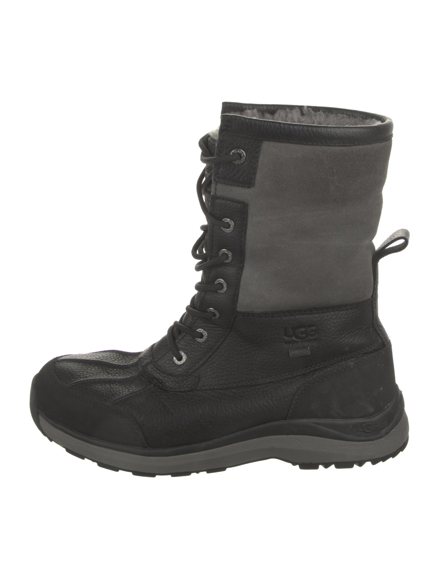 UGG Leather Fur Trim Lace-Up Boots