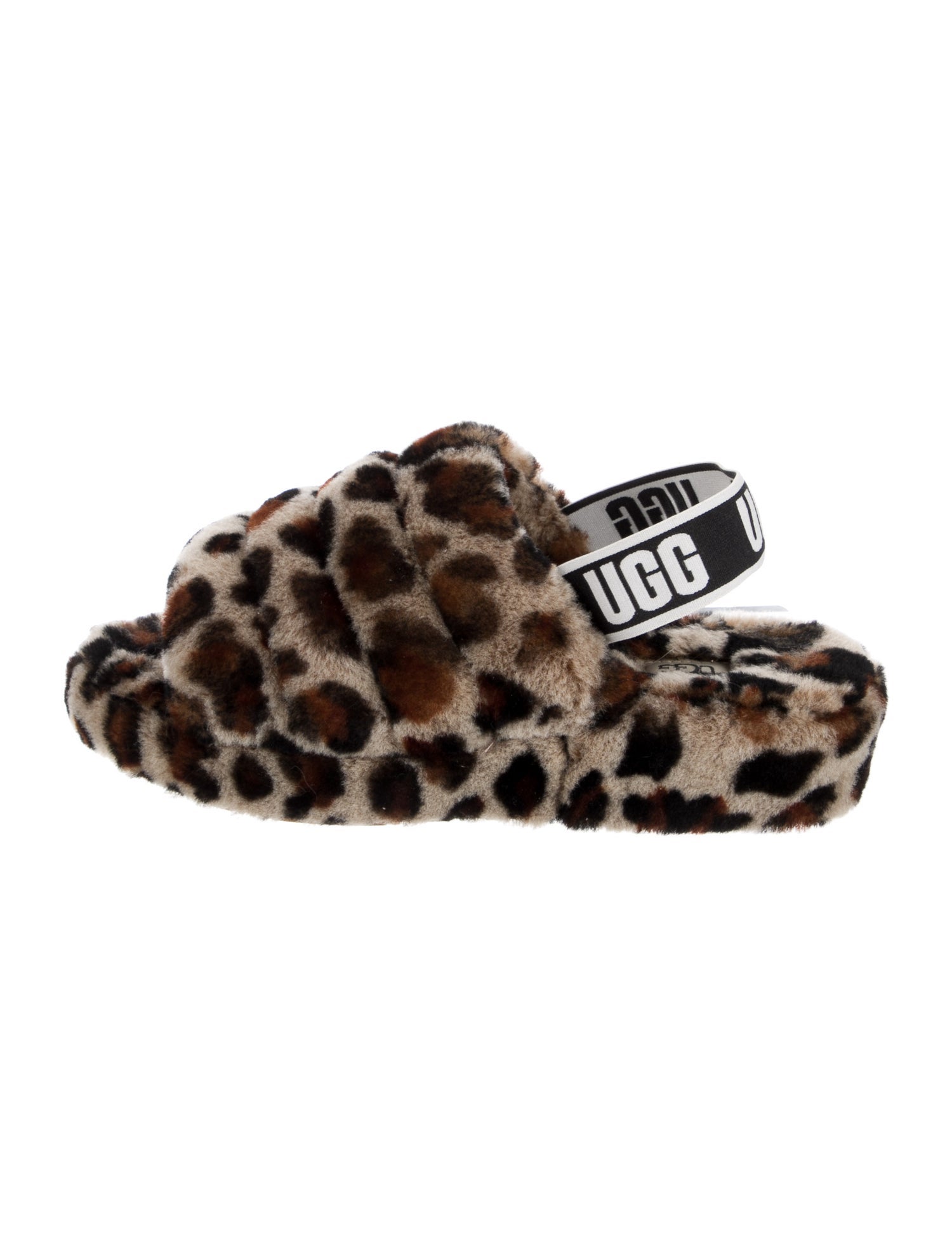 UGG Shearling Animal Print Slingback Sandals