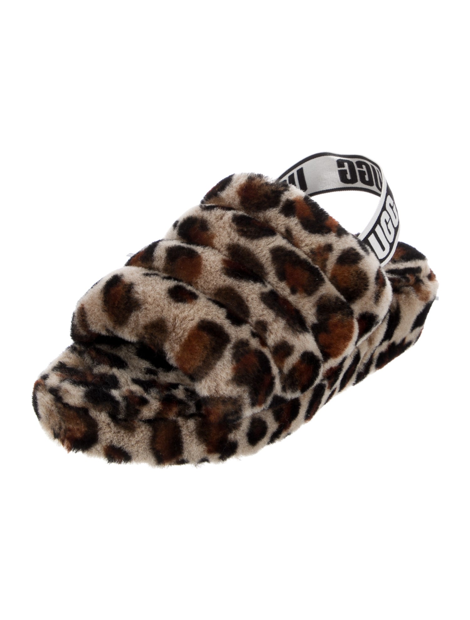 UGG Shearling Animal Print Slingback Sandals