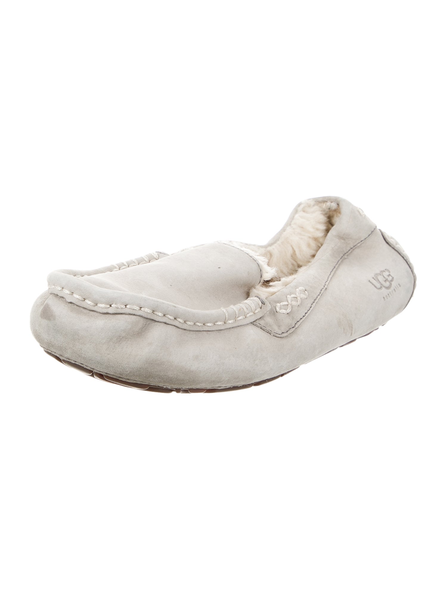 UGG Suede Fur Trim Moccasins