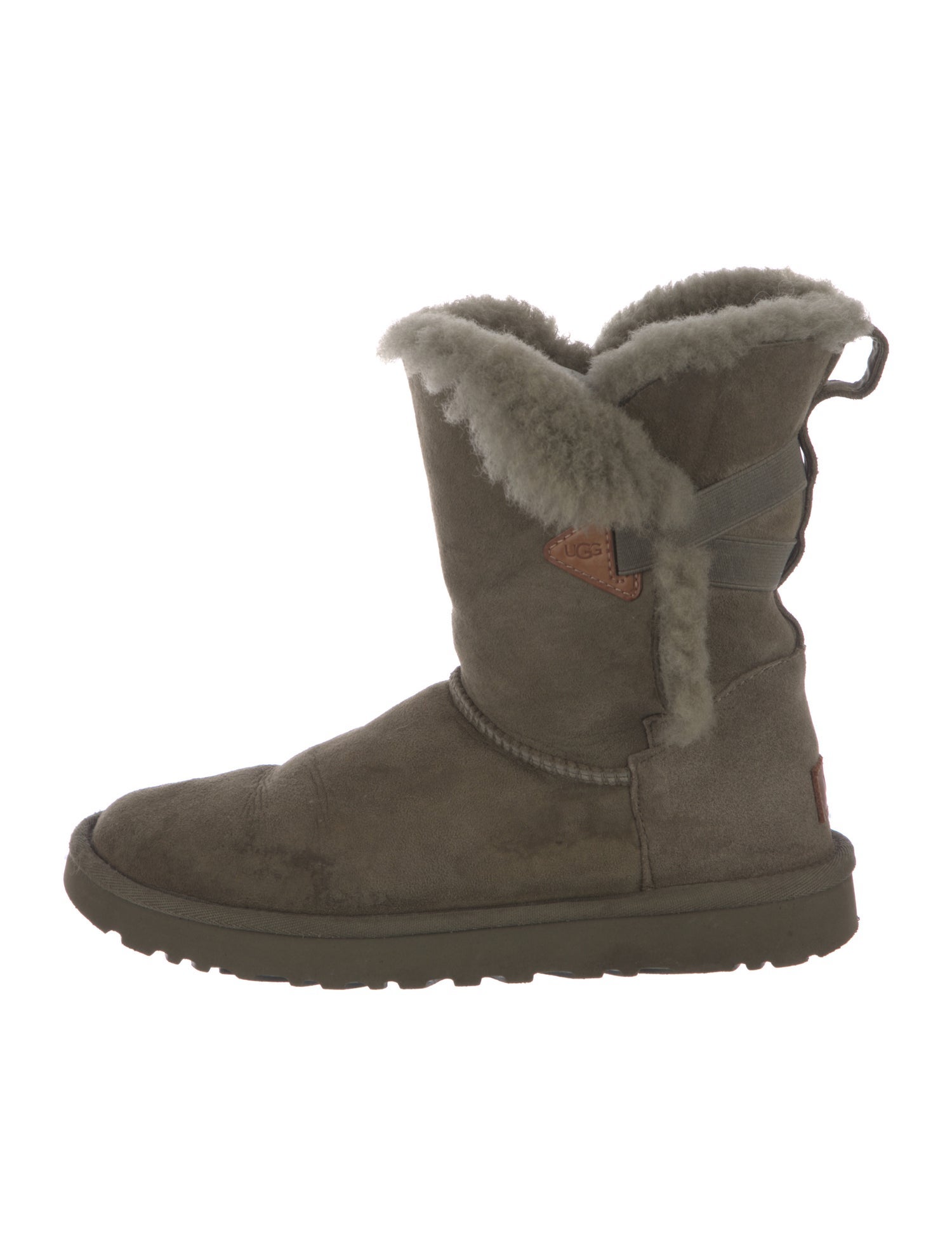 UGG Suede Fur Trim Lace-Up Boots