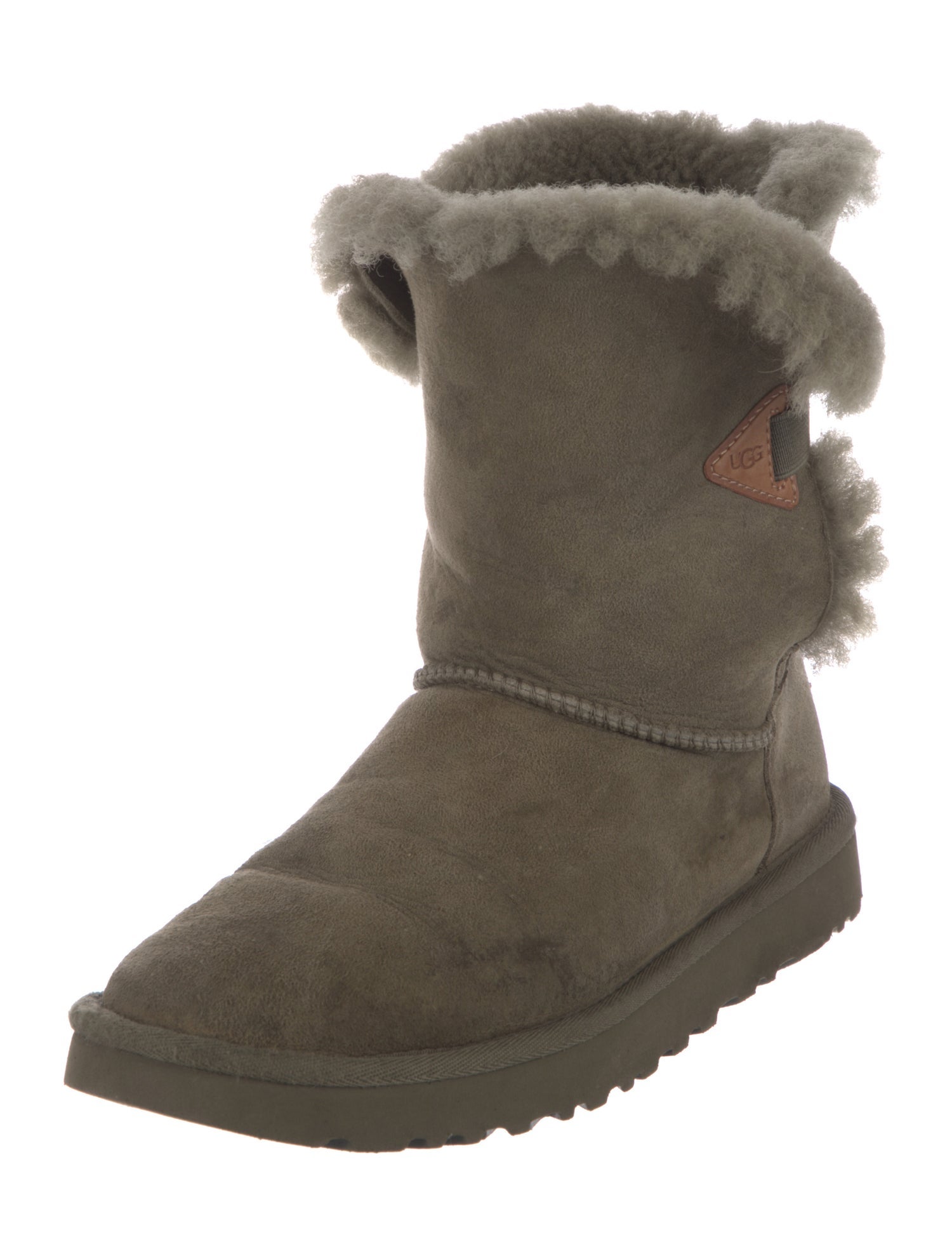 UGG Suede Fur Trim Lace-Up Boots