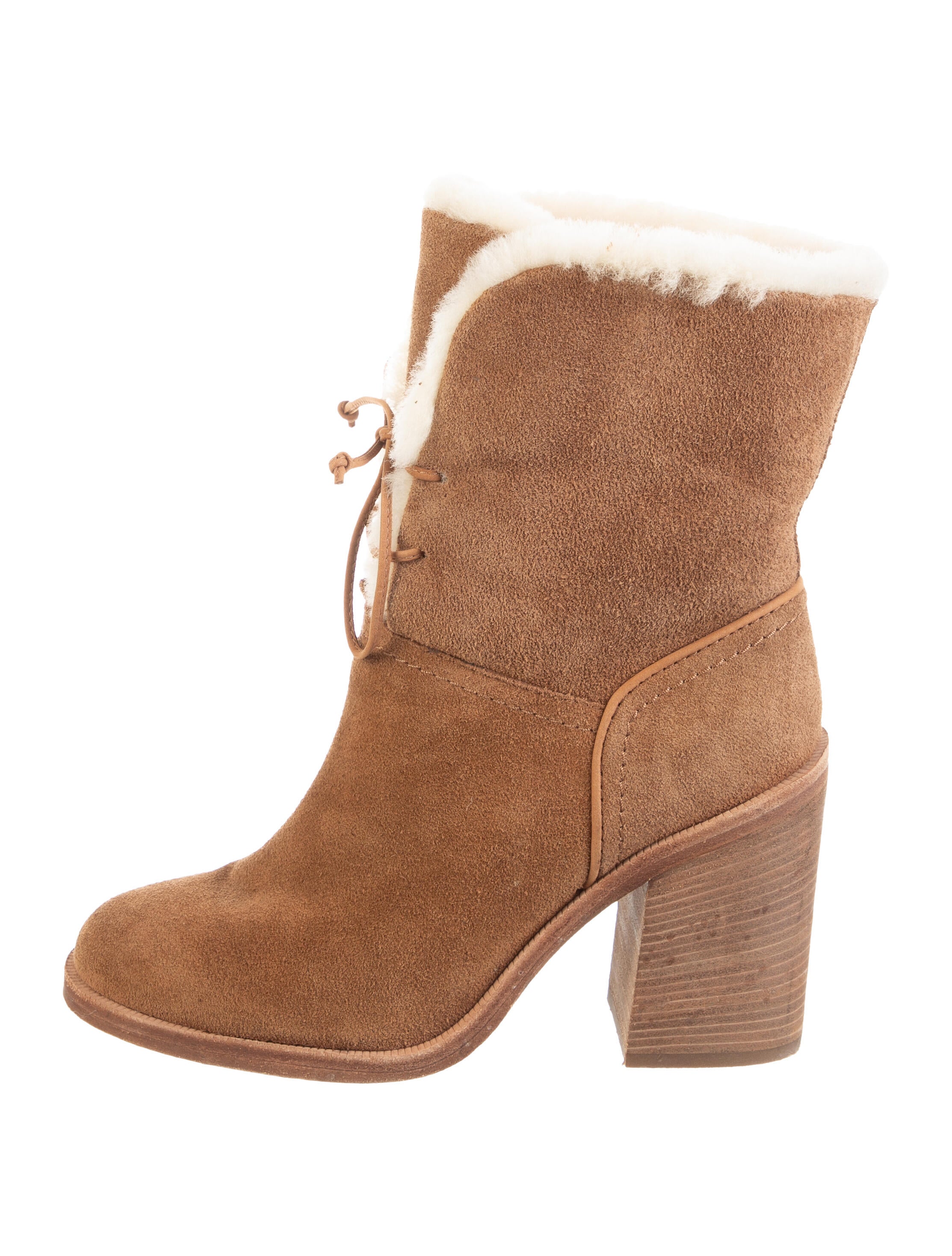 UGG Suede Colorblock Pattern Lace-Up Boots