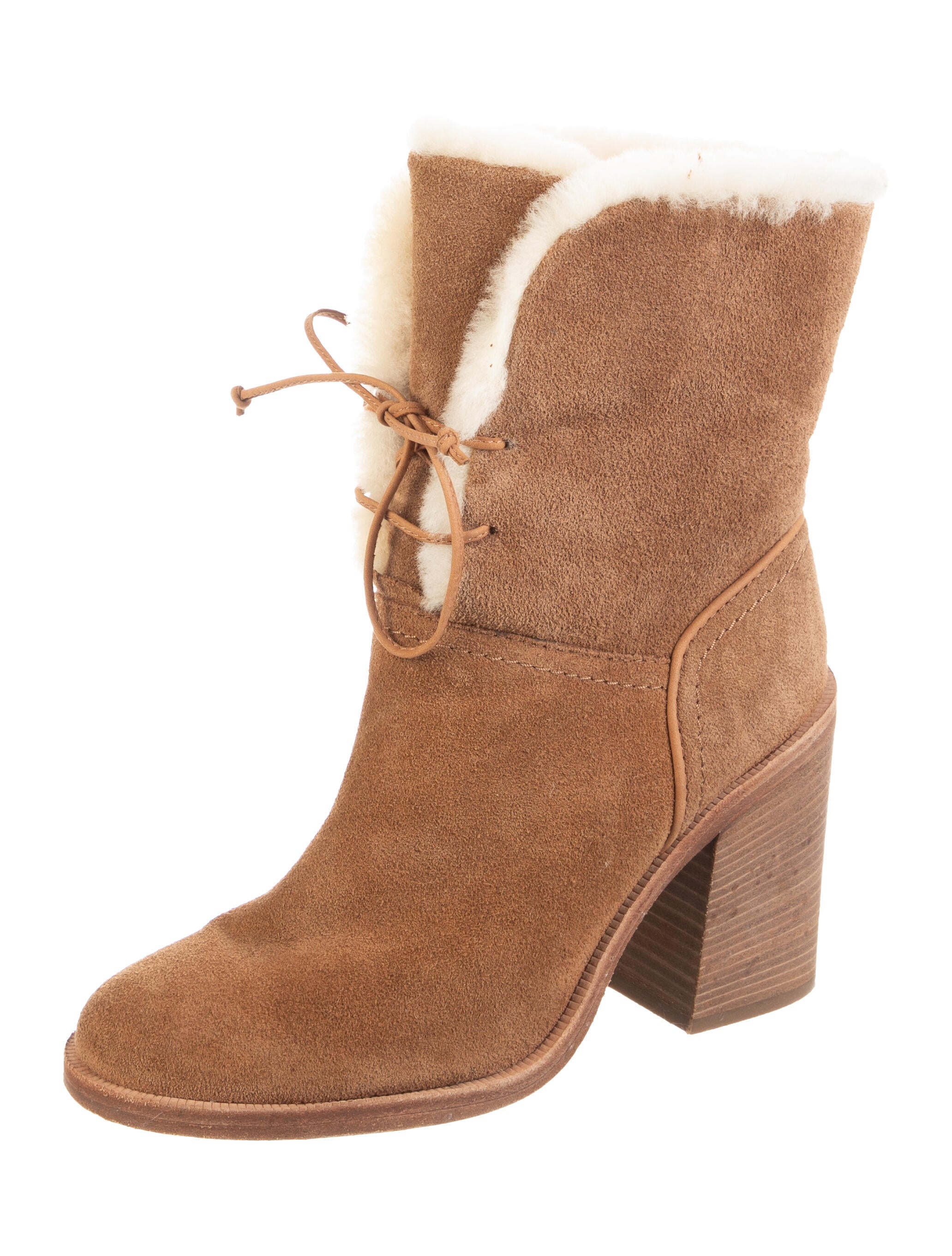 UGG Suede Colorblock Pattern Lace-Up Boots