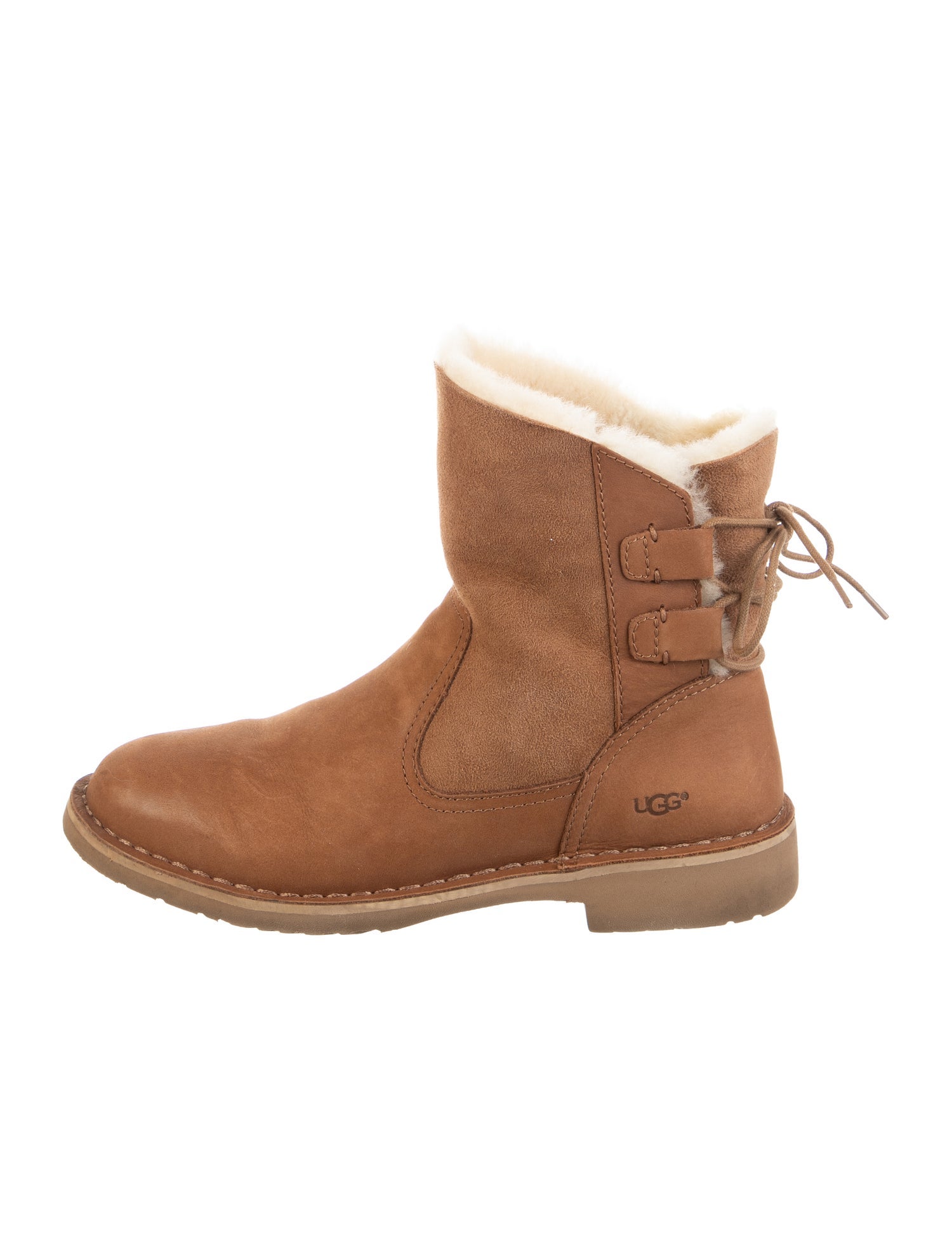 UGG Leather Fur Trim Boots