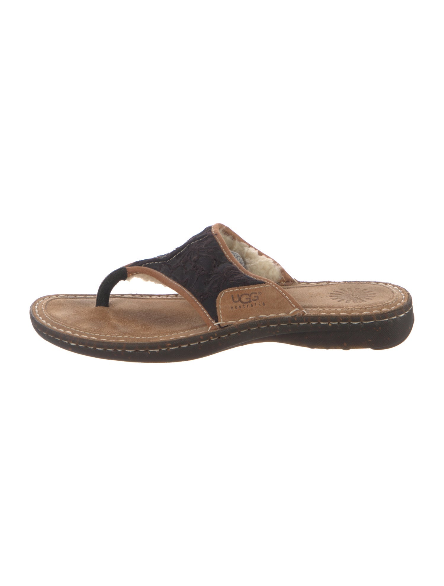 UGG Leather Colorblock Pattern Slides