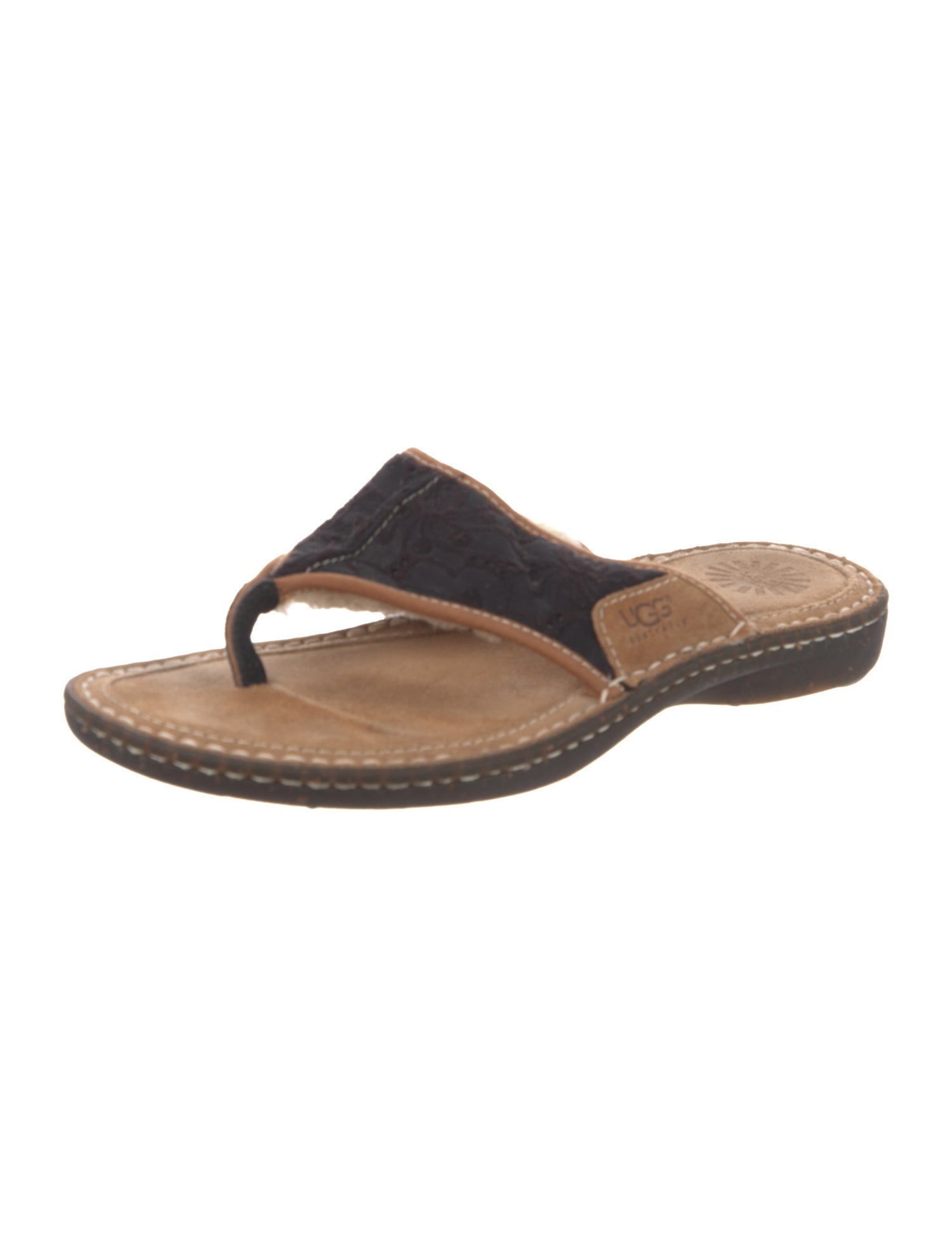 UGG Leather Colorblock Pattern Slides