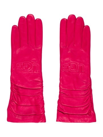UGG Winter Accessories Leather Pleated Gloves