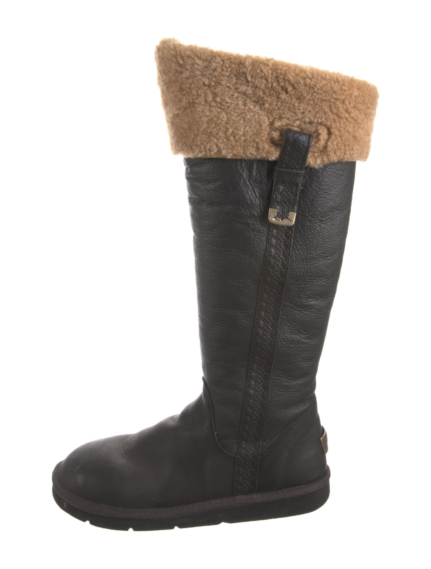 UGG Leather Fur Trim Boots