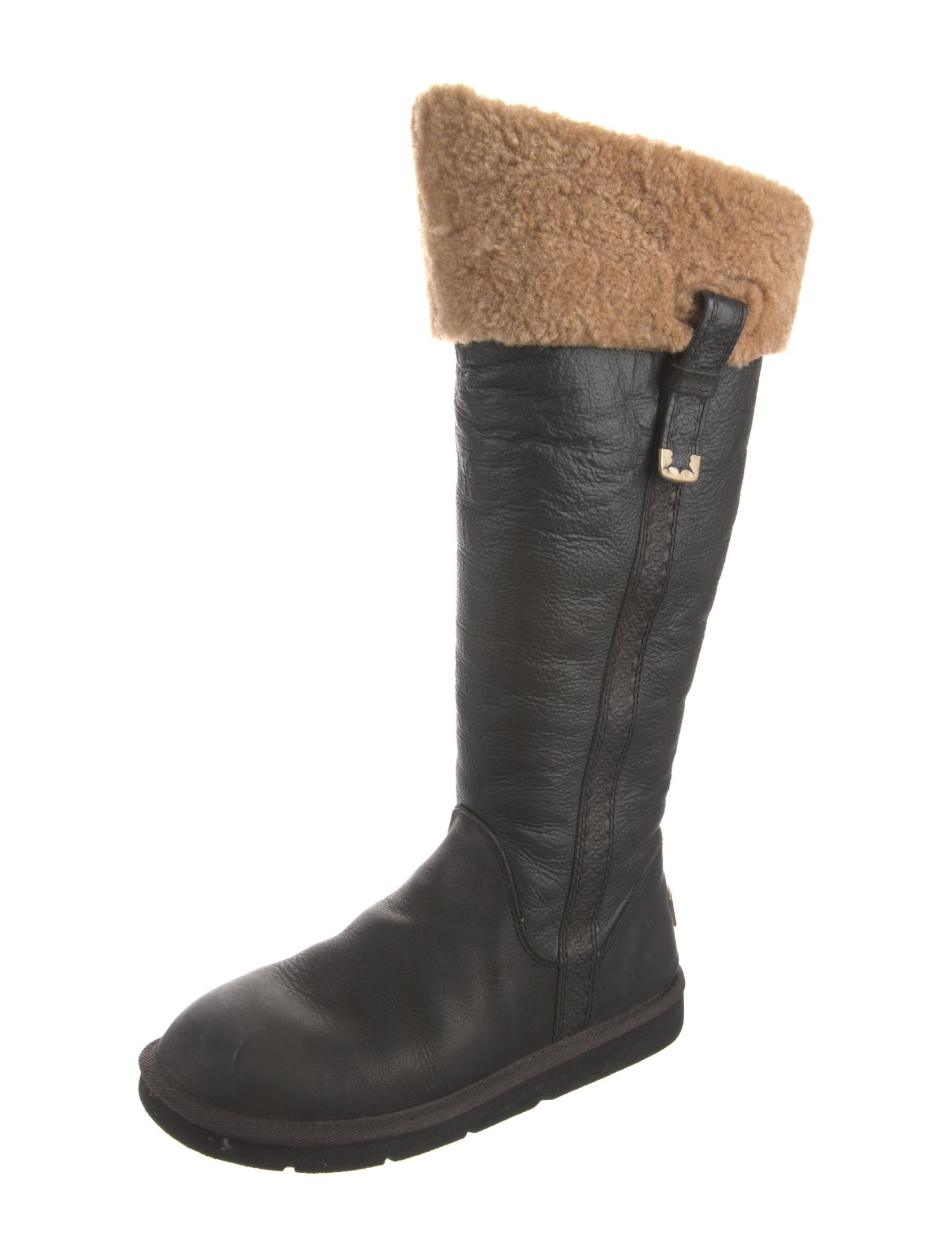 UGG Leather Fur Trim Boots