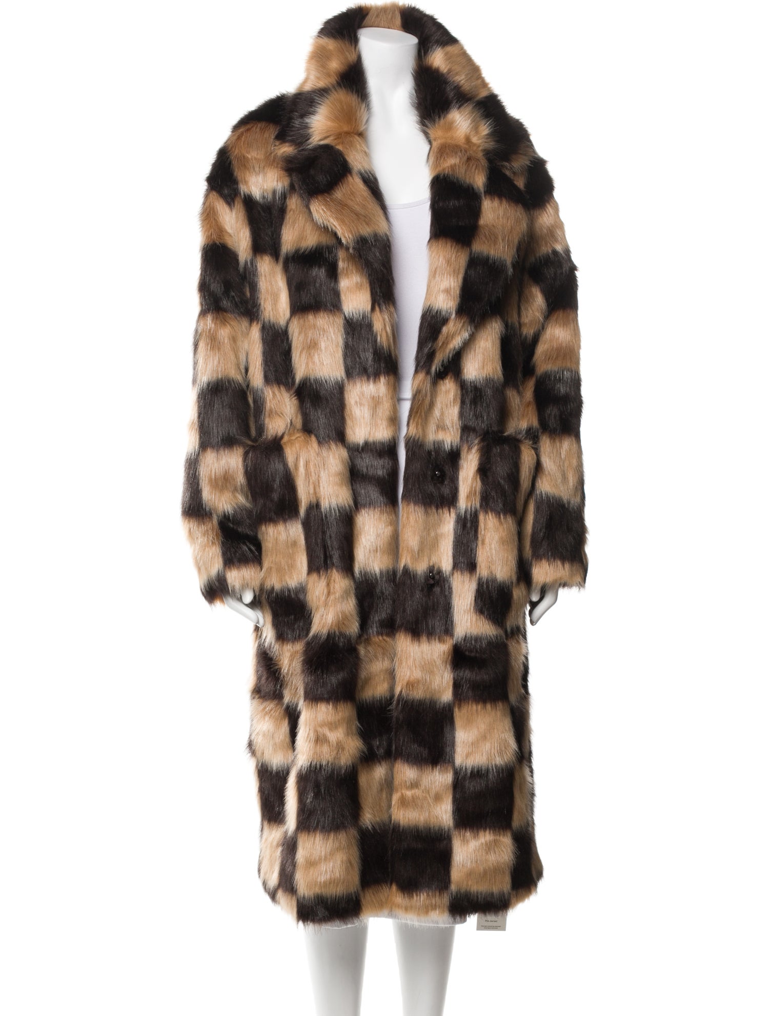 UGG Faux Fur Colorblock Pattern Faux Fur Coat w/ Tags