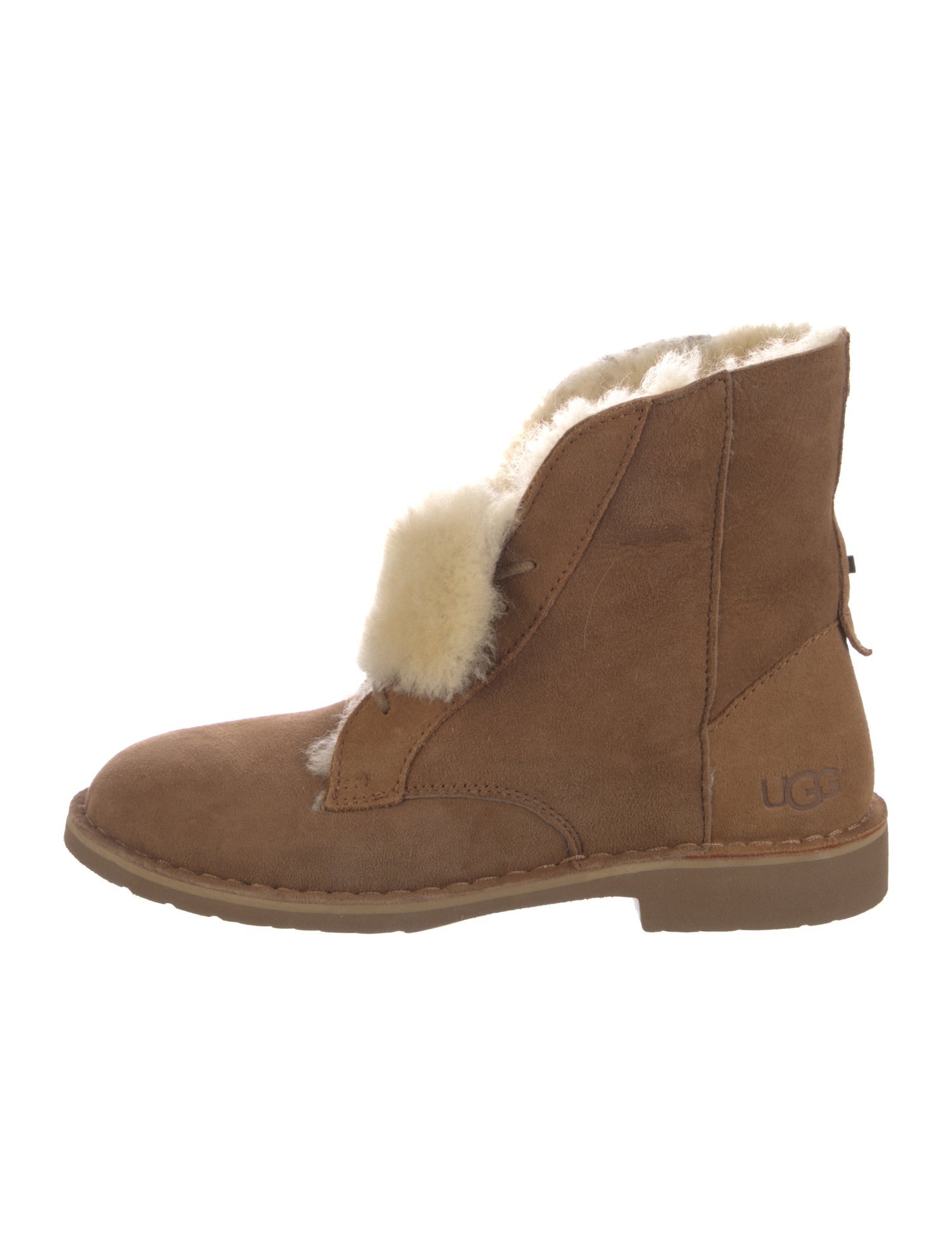 UGG Suede Fur Trim Lace-Up Boots