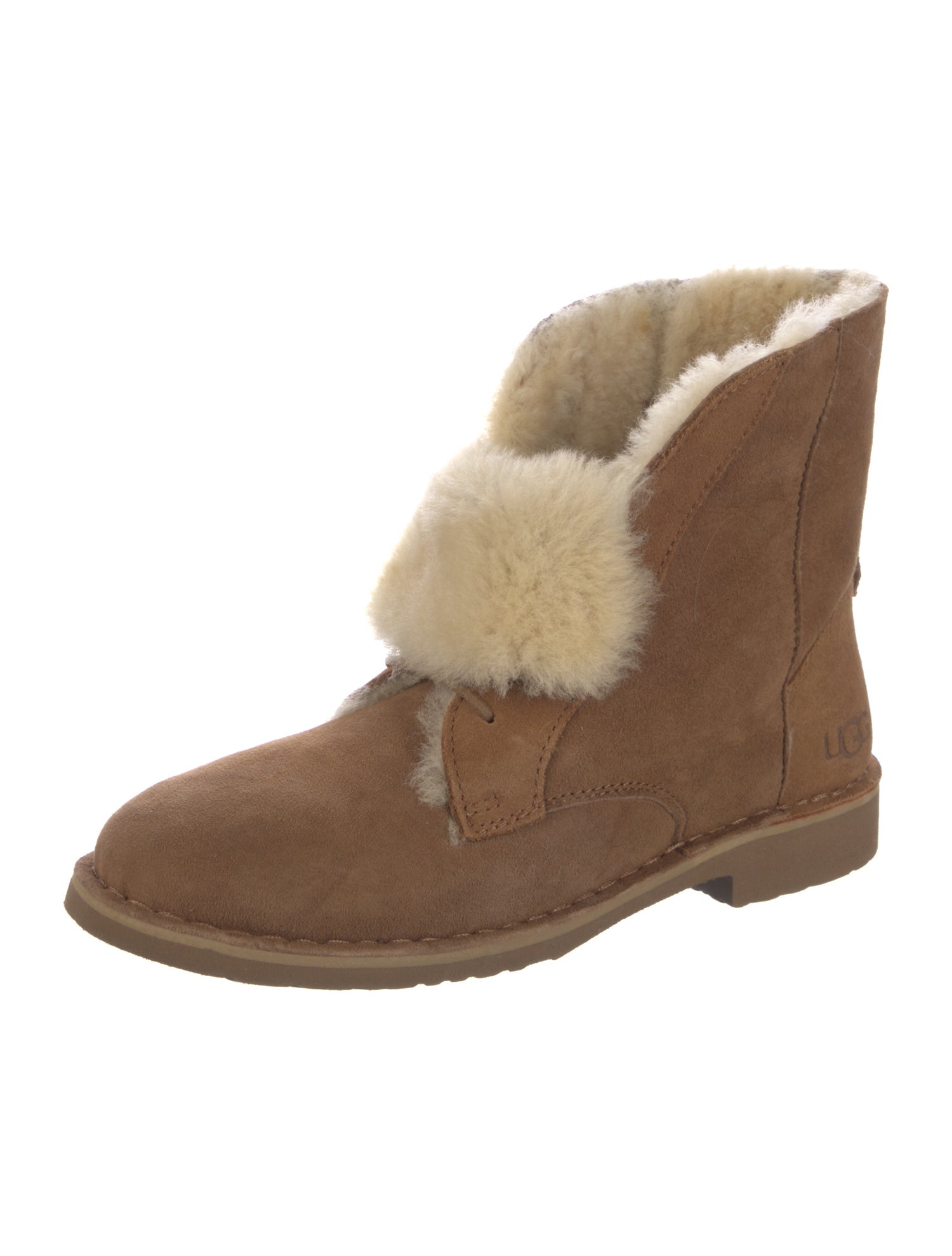 UGG Suede Fur Trim Lace-Up Boots