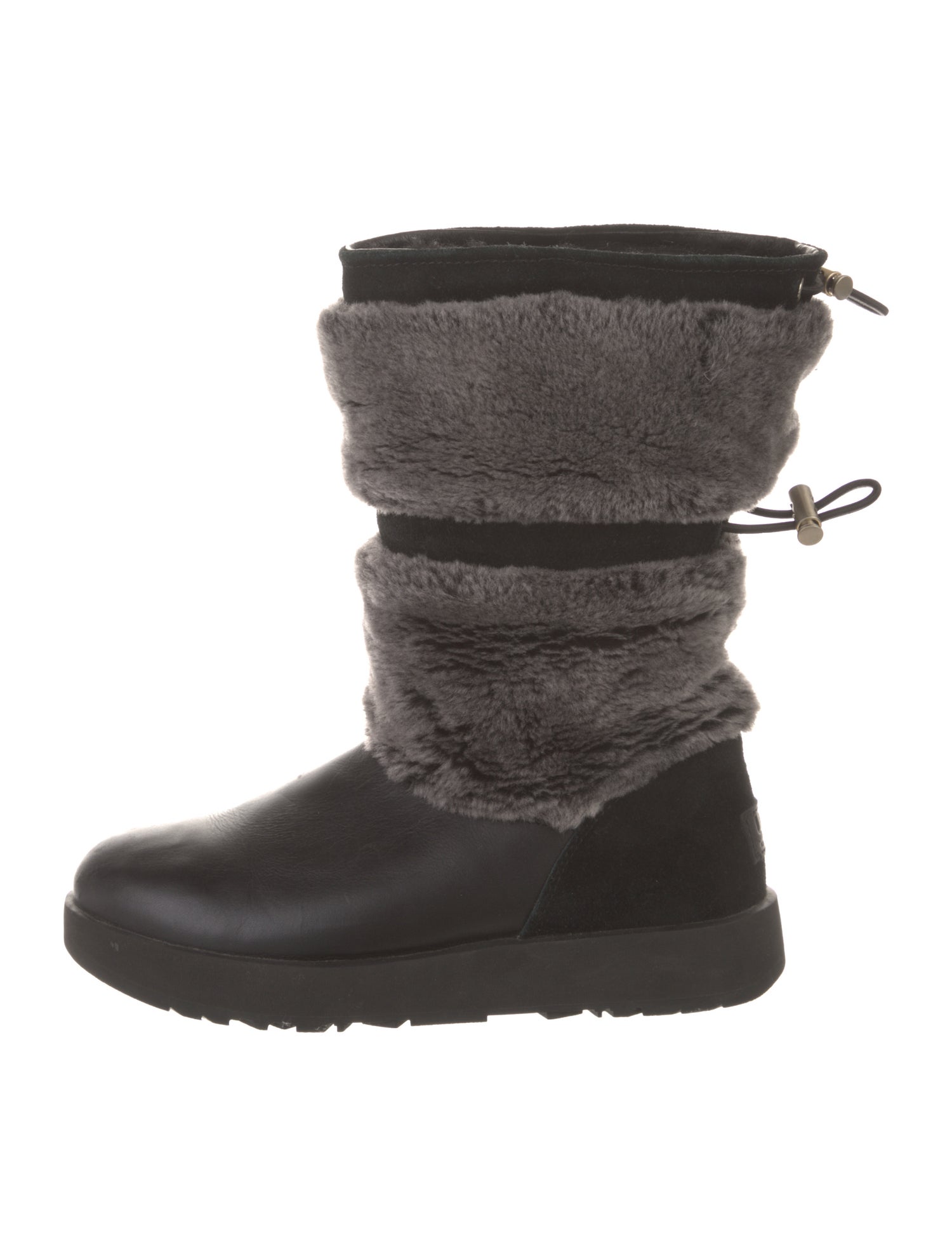 UGG Leather Colorblock Pattern Lace-Up Boots