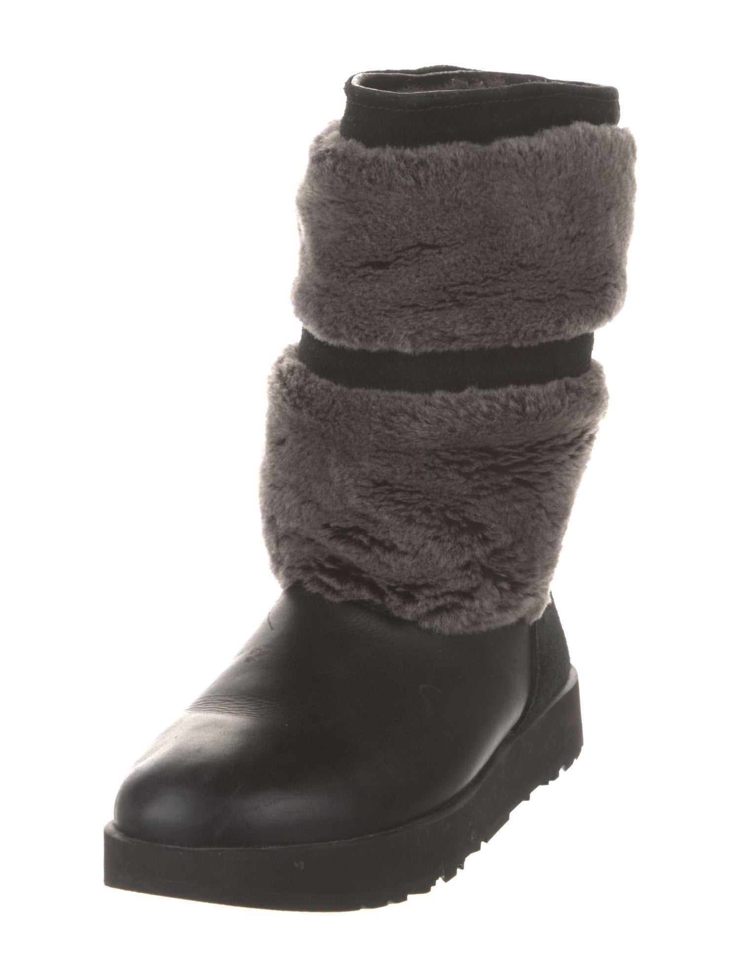 UGG Leather Colorblock Pattern Lace-Up Boots