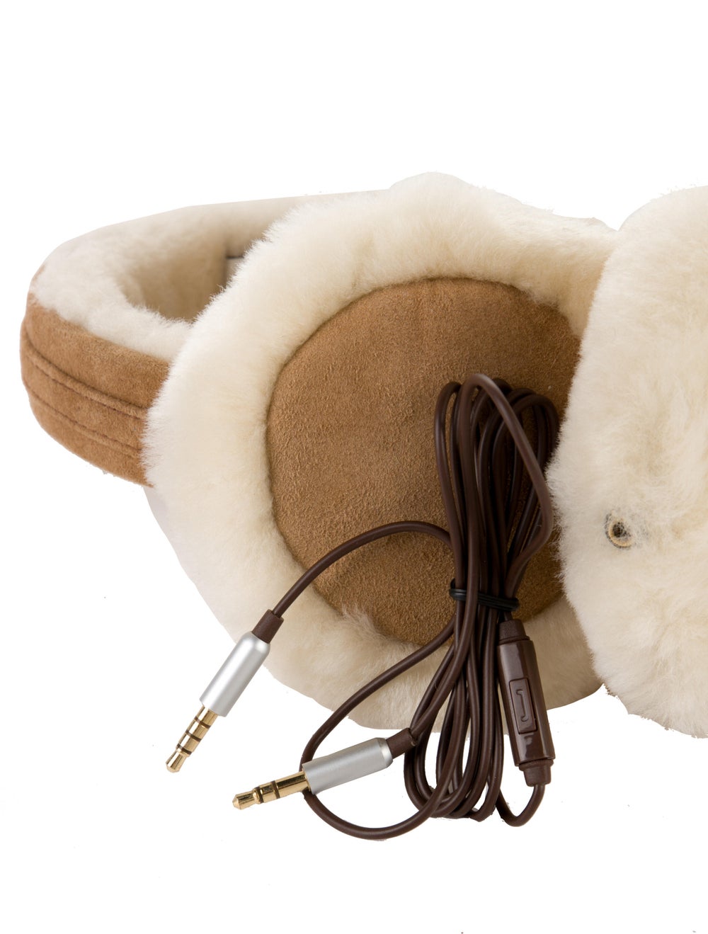 Men's Beige-Patterned Shearling UGG Headphones w/… - image 4