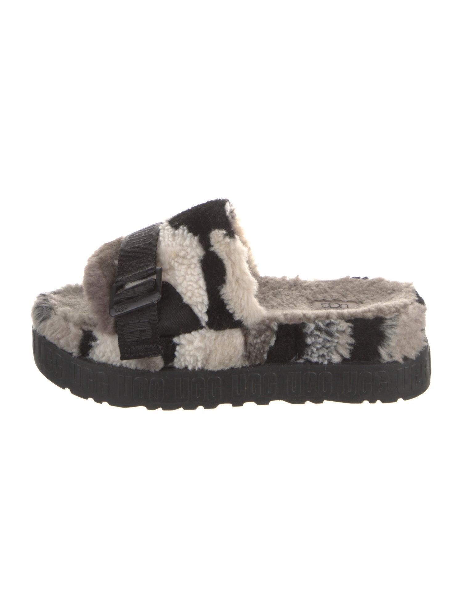 UGG Faux Fur Animal Print Slides