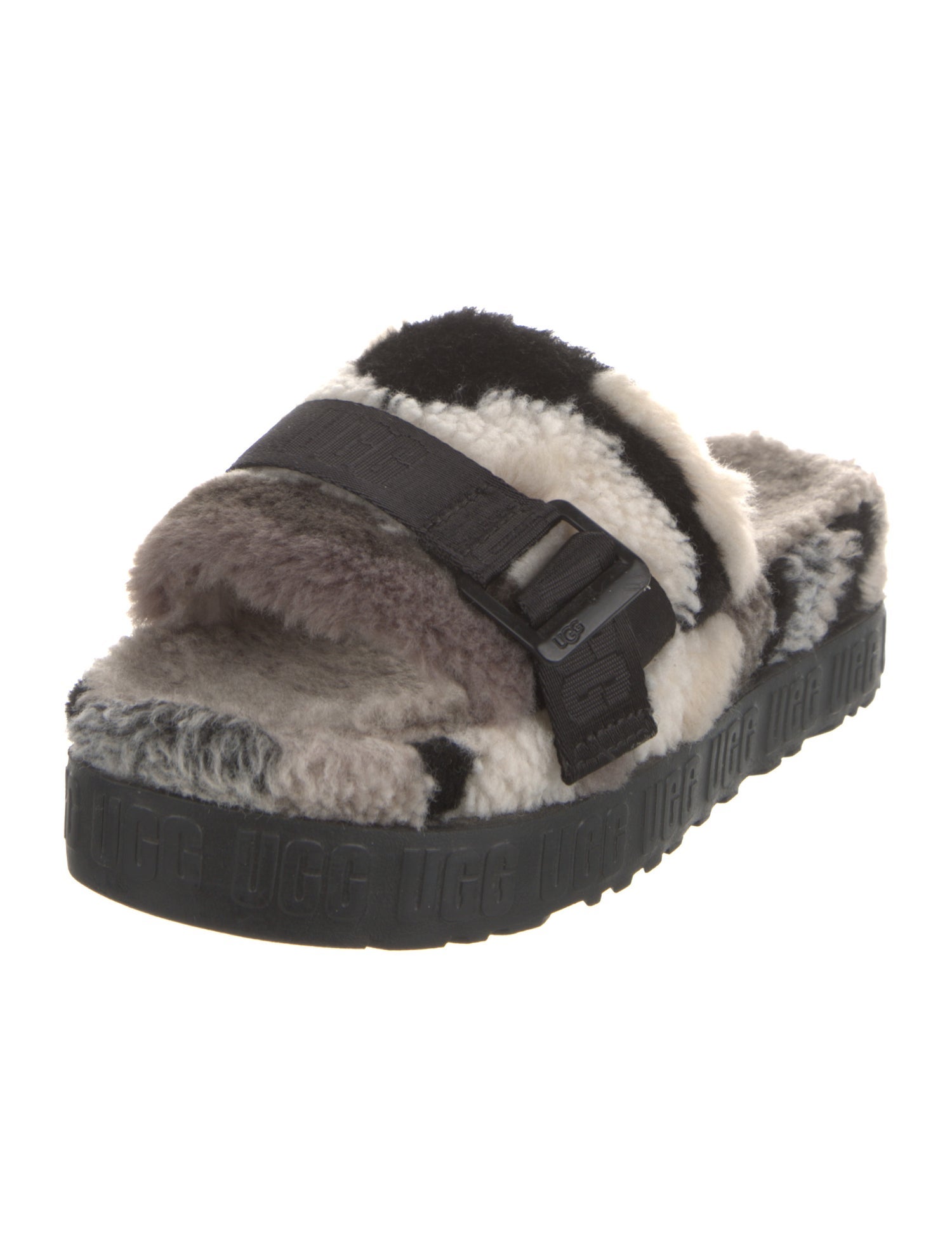 UGG Faux Fur Animal Print Slides