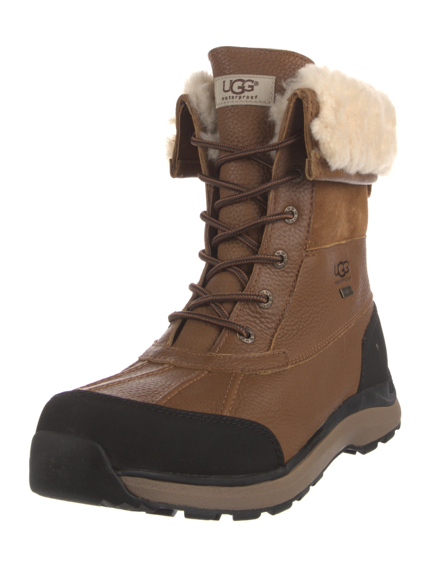 UGG Leather Fur Trim Snow Boots