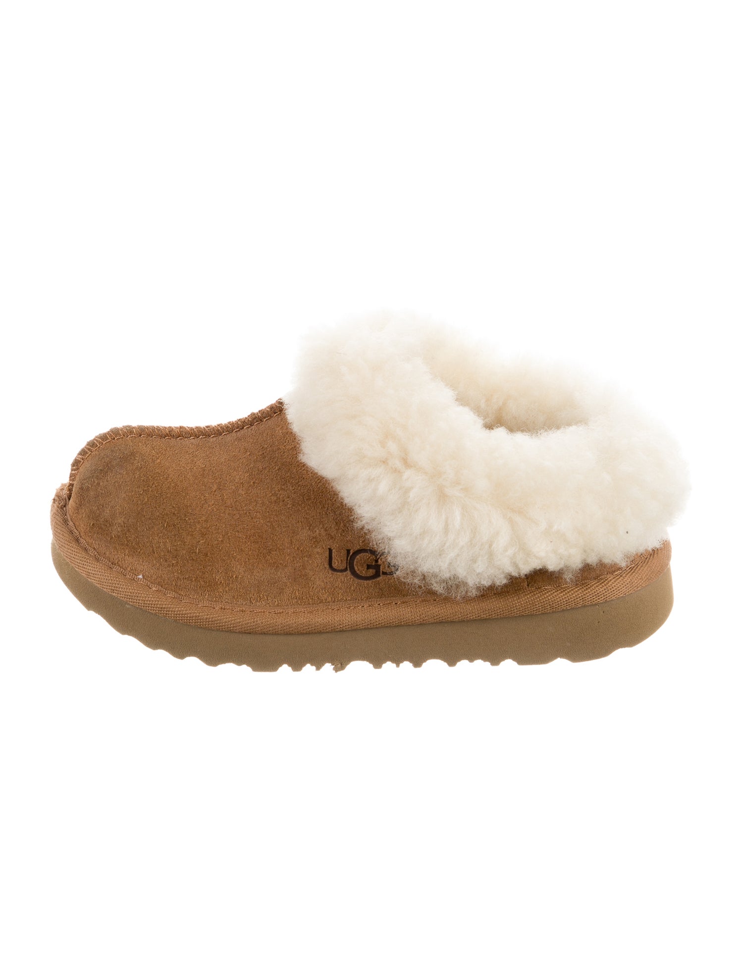 UGG Girls Kids Fur Trim Ugg Slippers