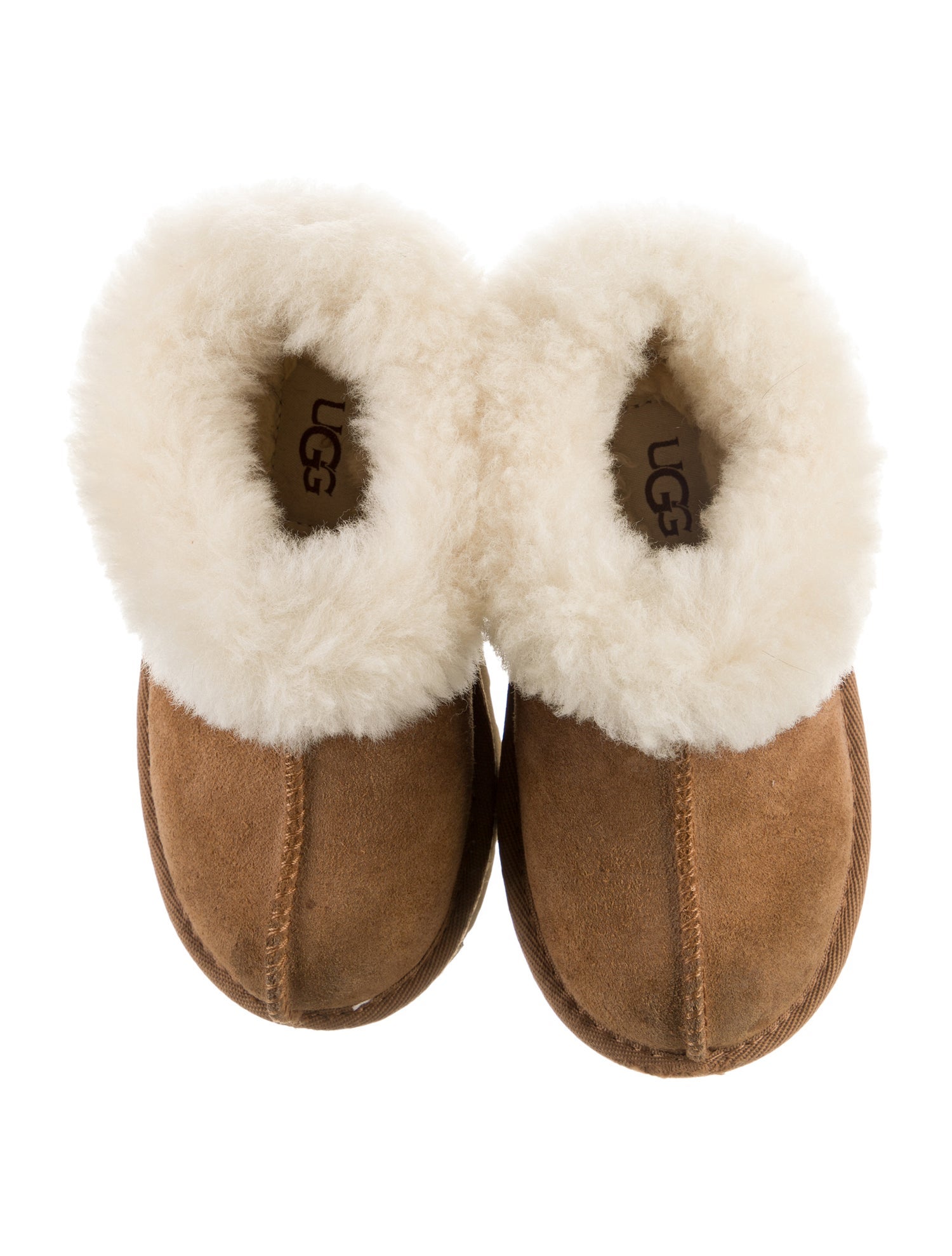UGG Girls Kids Fur Trim Ugg Slippers