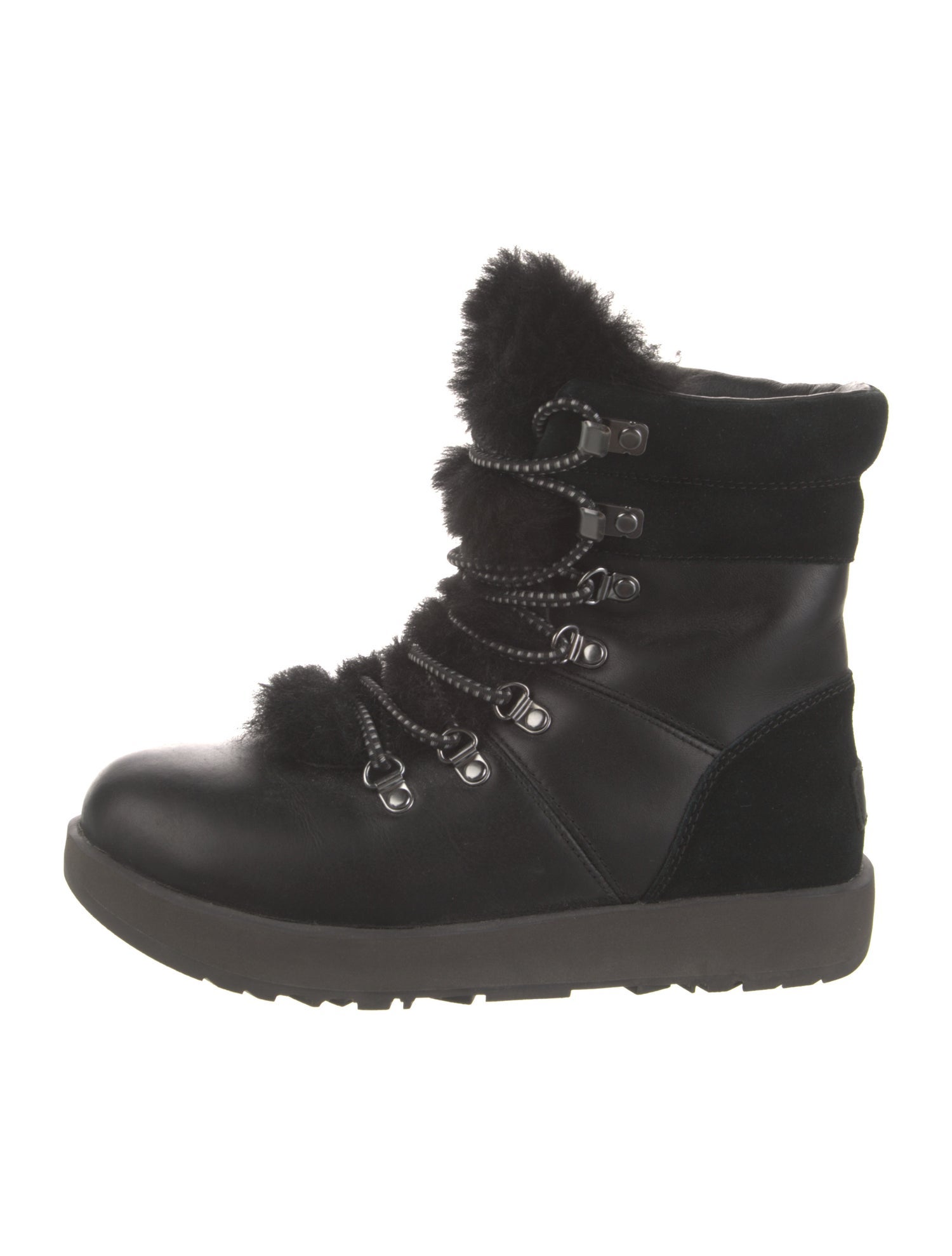 UGG Leather Fur Trim Combat Boots