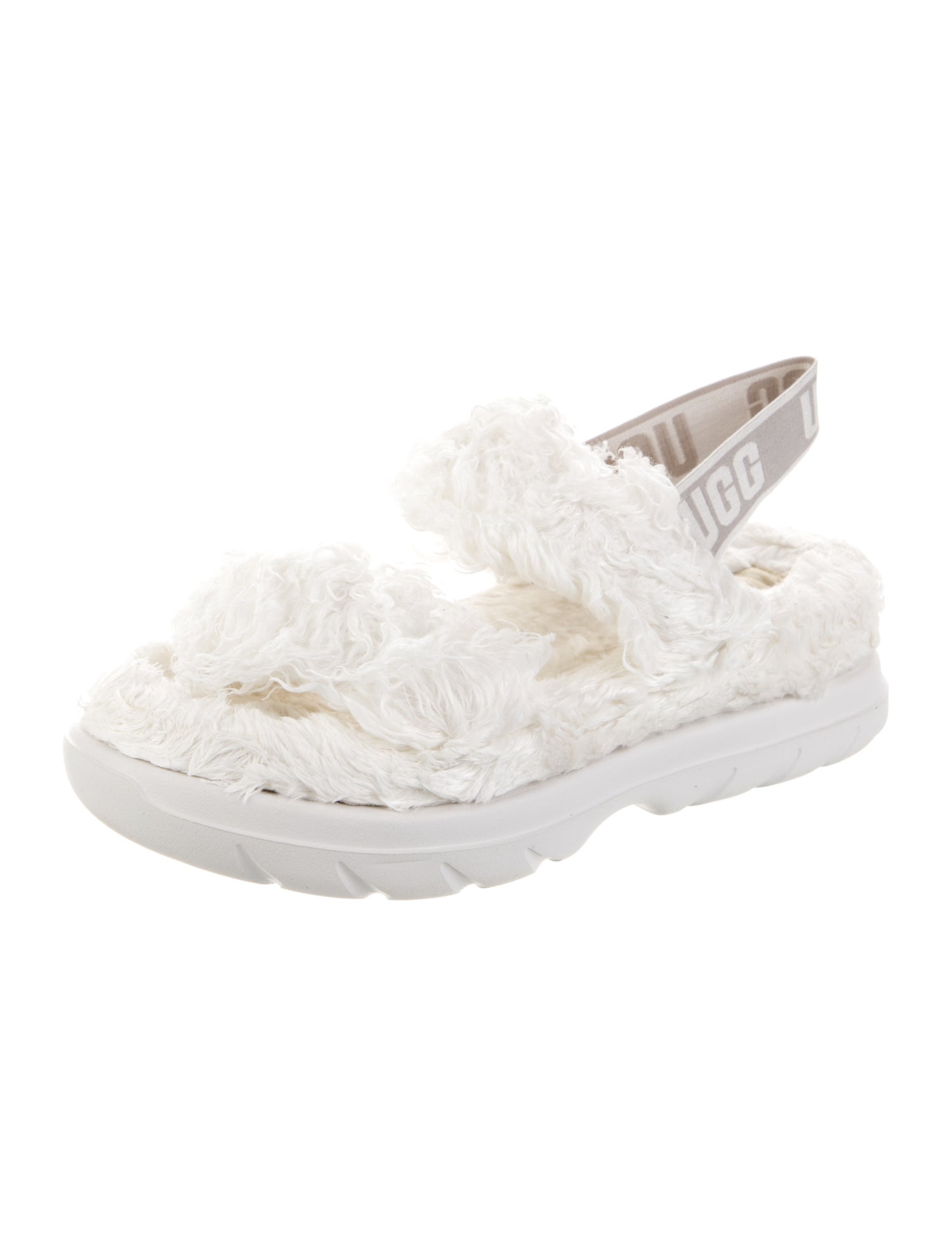 Shearling Patterned Slingback Sandals