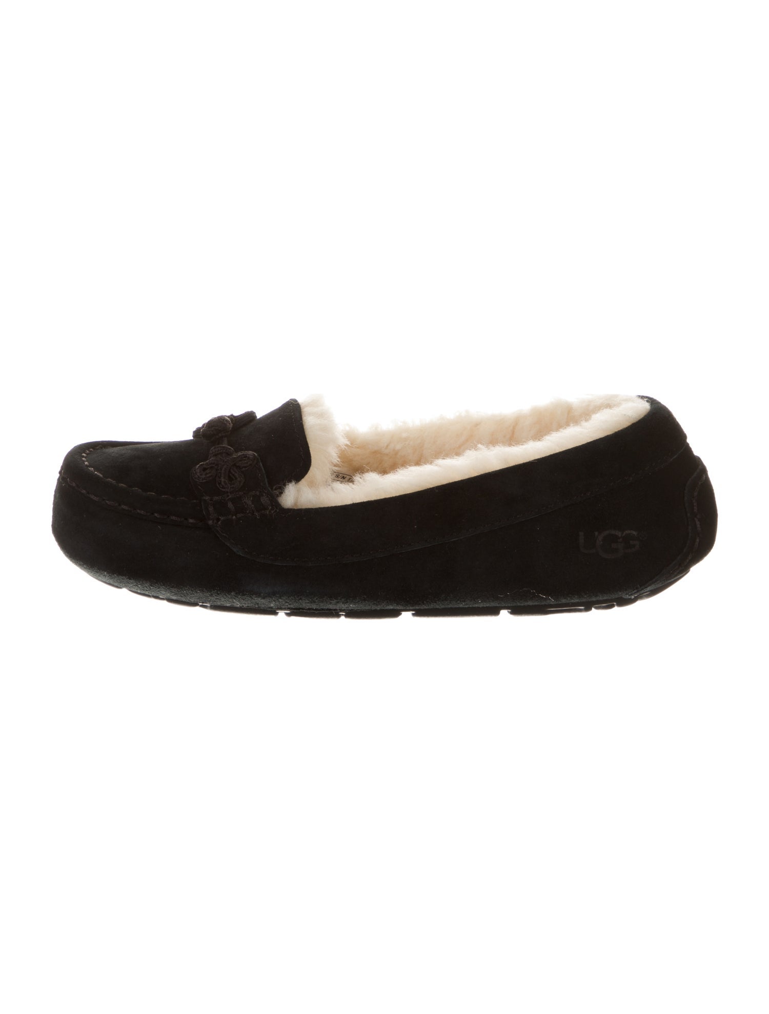 UGG Suede Fur Trim Moccasins
