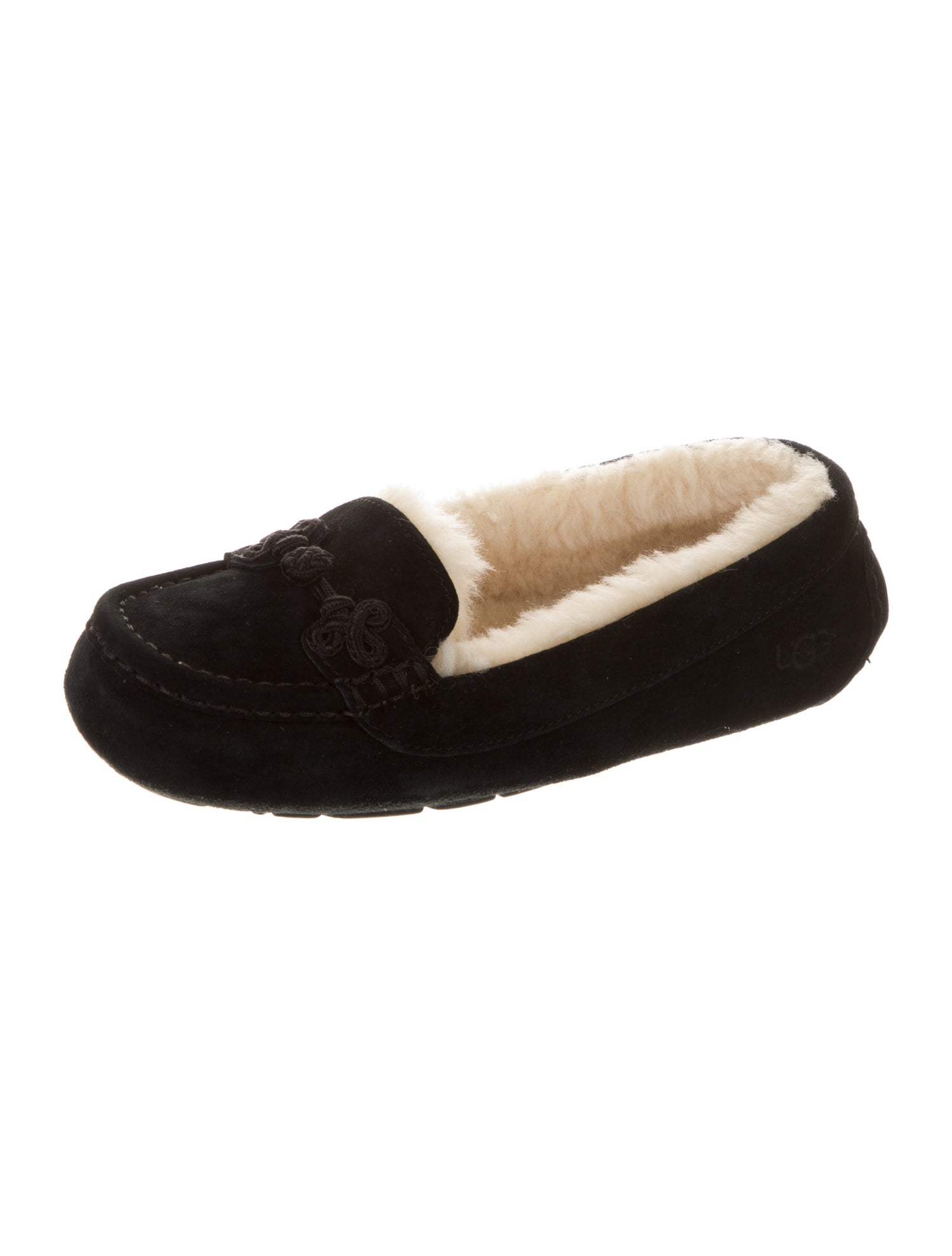 UGG Suede Fur Trim Moccasins