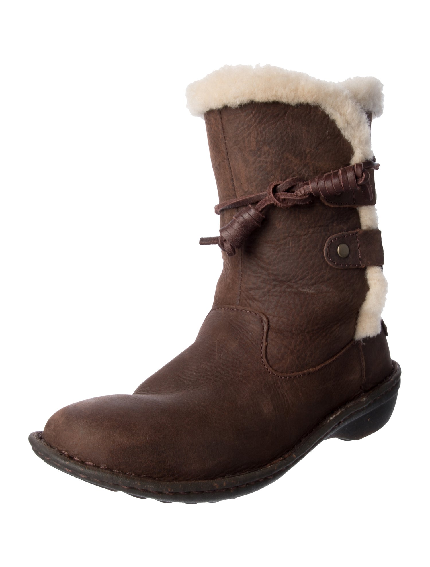 UGG Leather Colorblock Pattern Lace-Up Boots