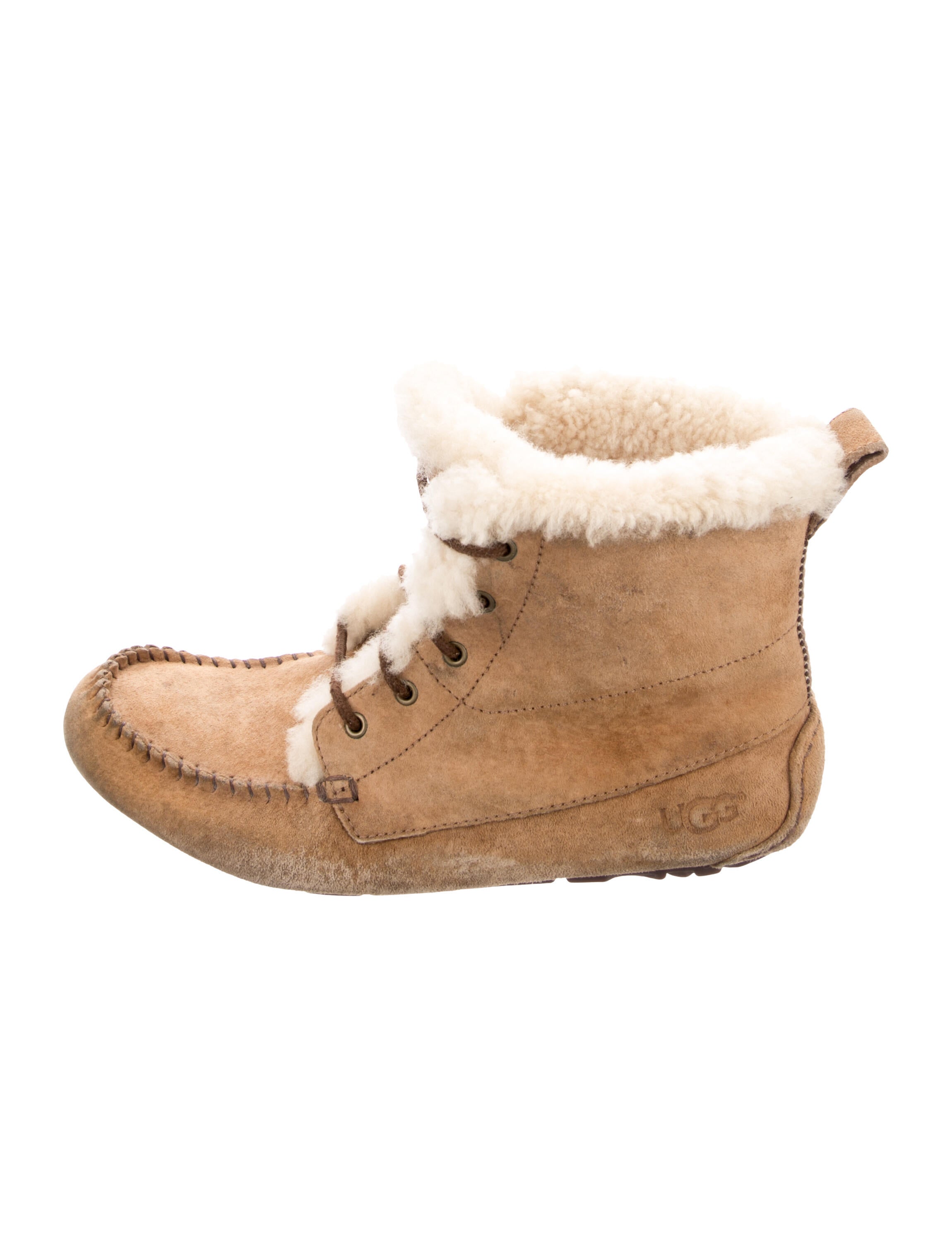 UGG Suede Colorblock Pattern Lace-Up Boots