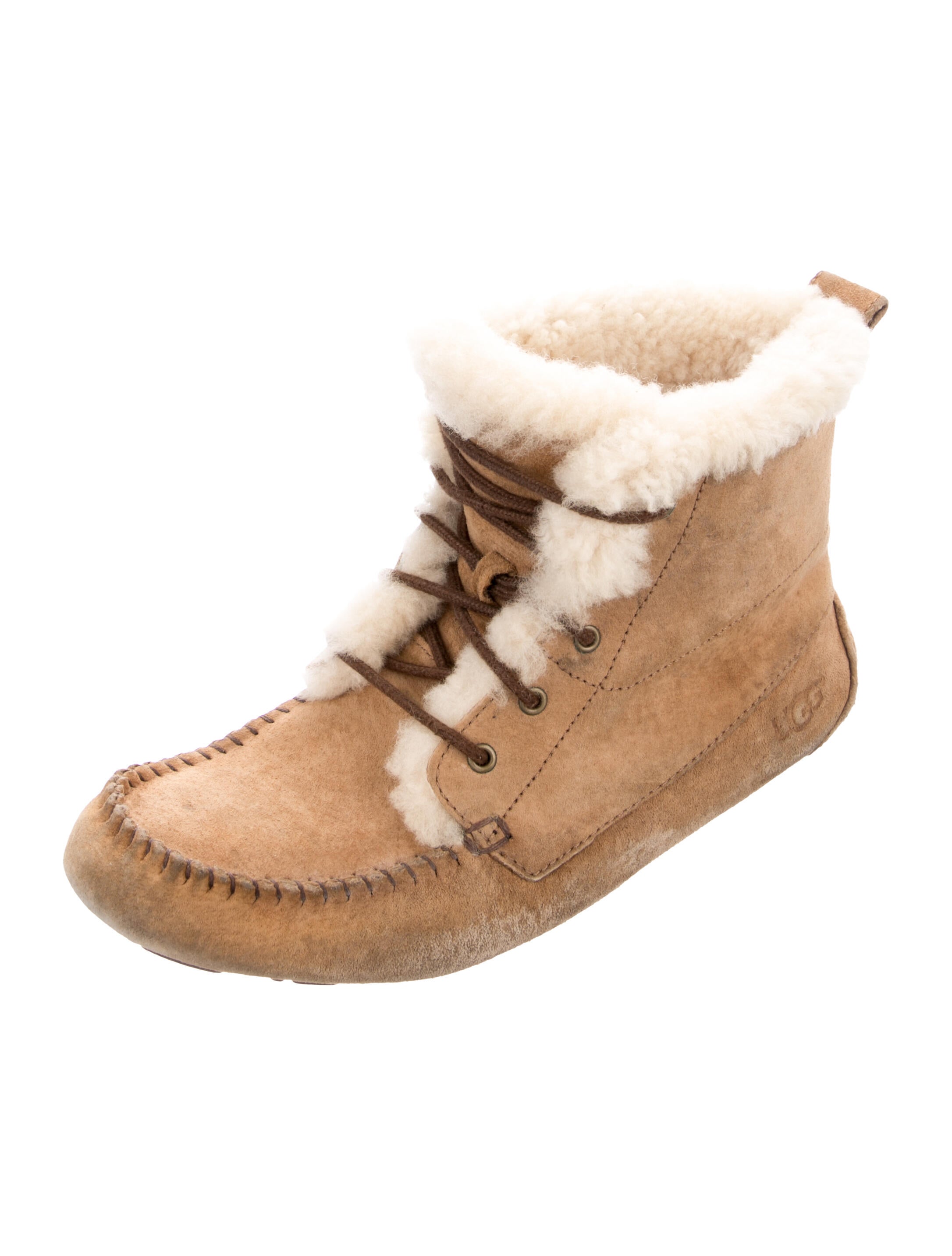 UGG Suede Colorblock Pattern Lace-Up Boots